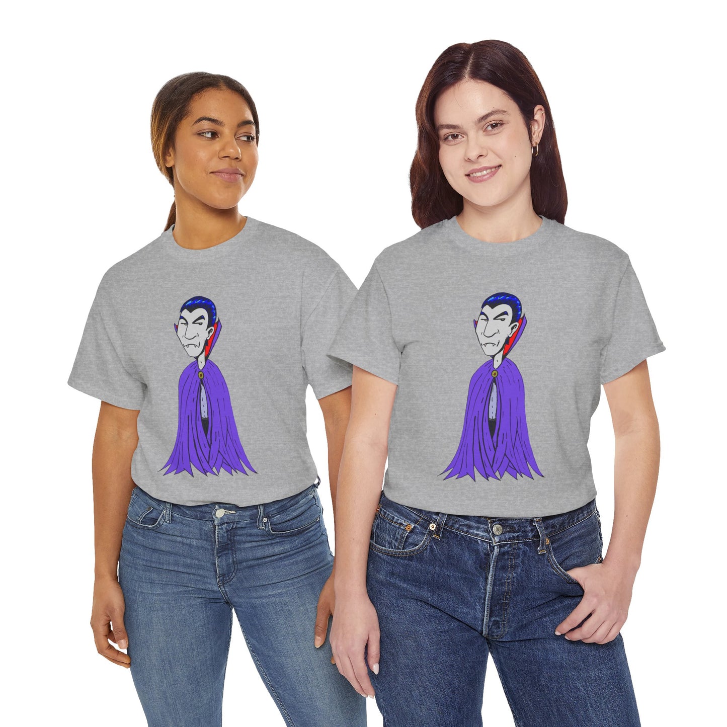 Vampire Cartoon Tee - Cute Purple Cloak Dracula Graphic T-Shirt
