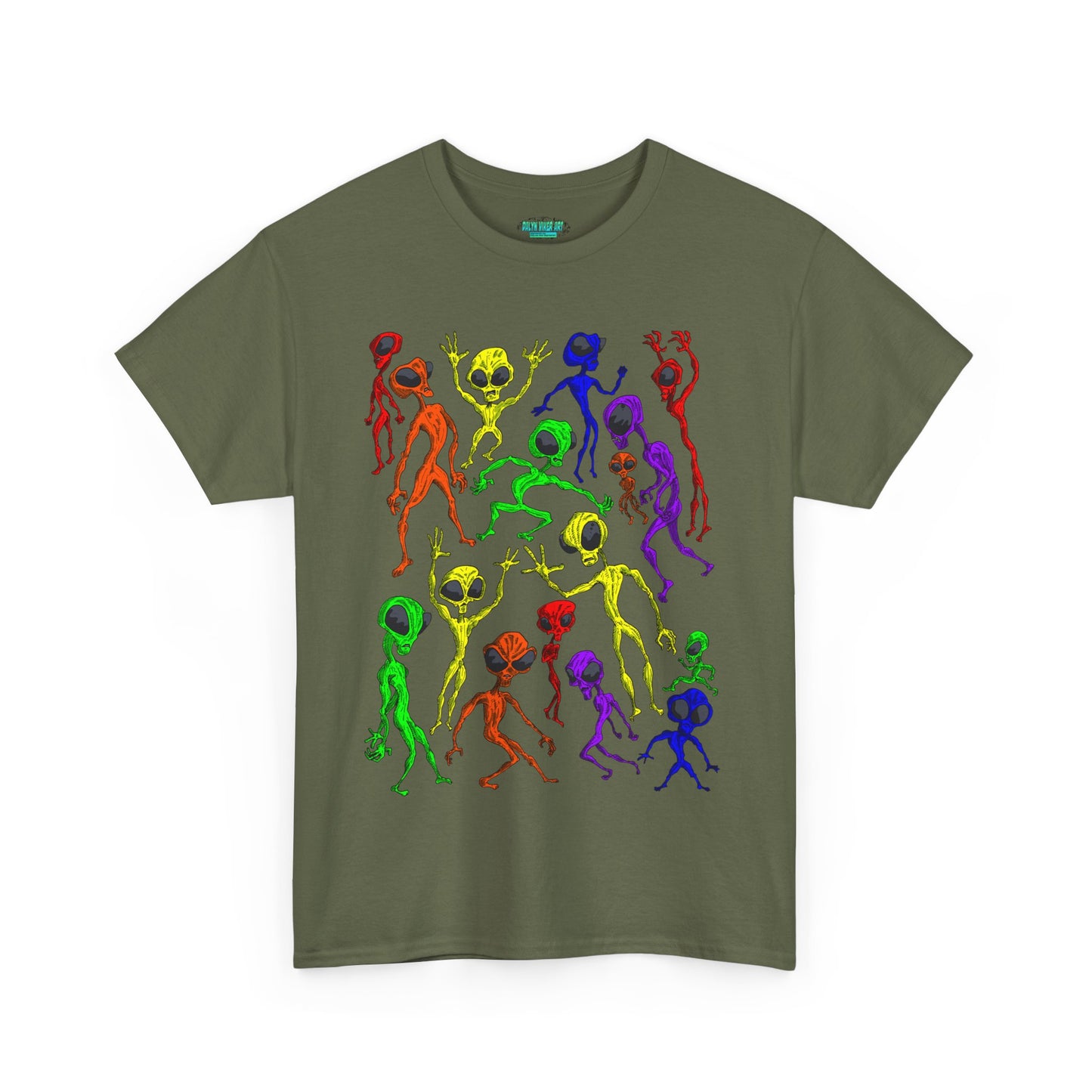 Rainbow Alien Dance Party Unisex Tee - Cosmic Sci-Fi Shirt