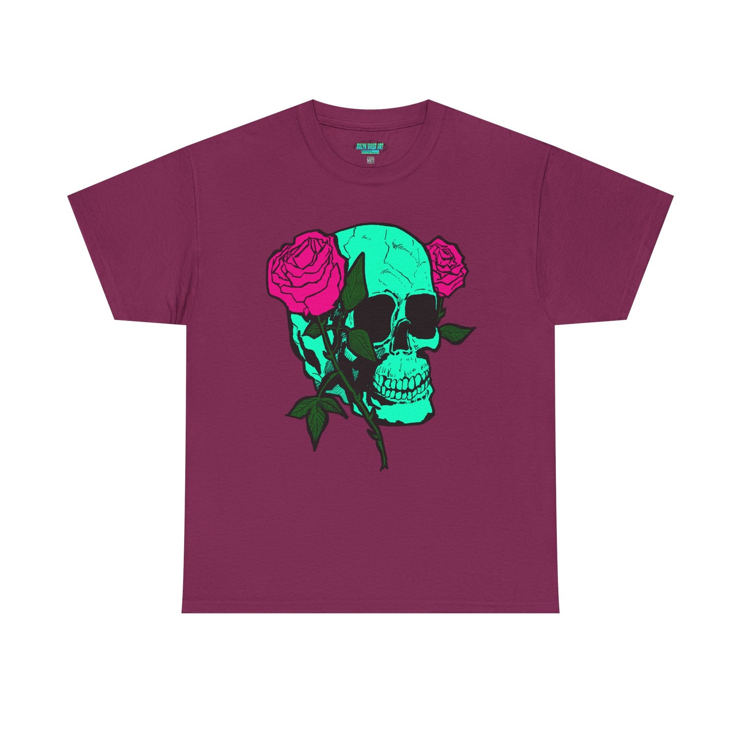 Edgy Skull & Roses Unisex Heavy Cotton Tee - Graphic T-Shirt for Alternative Fashion Lovers