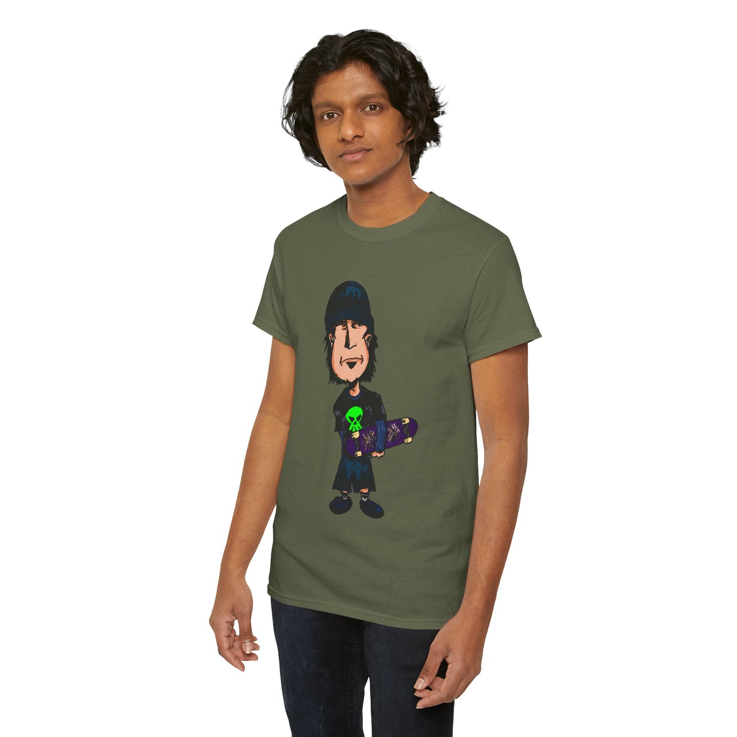 Rude Skater Dude - Skate Punk Cartoon Tee – Boy with Skateboard Graphic Shirt