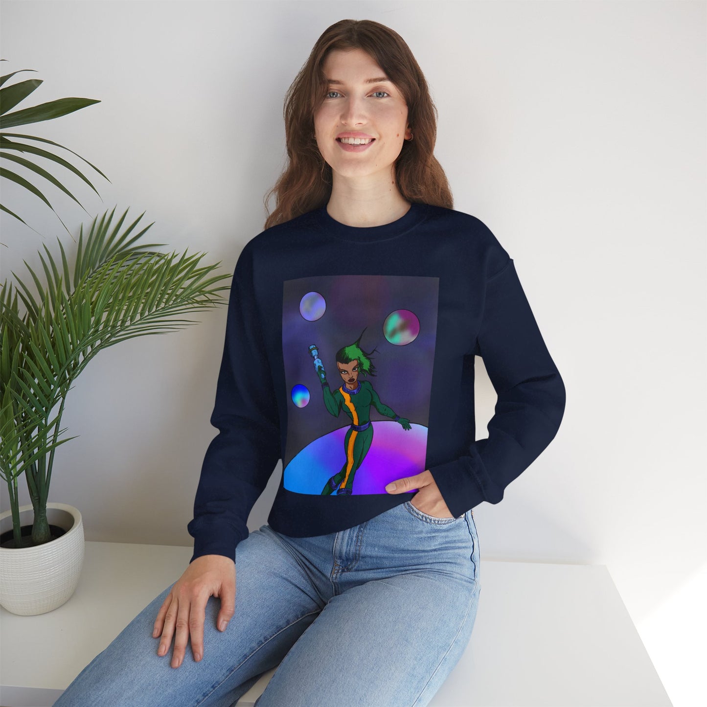 Cosmic Character Crewneck Sweatshirt – Fun, Unisex Design for Casual Style