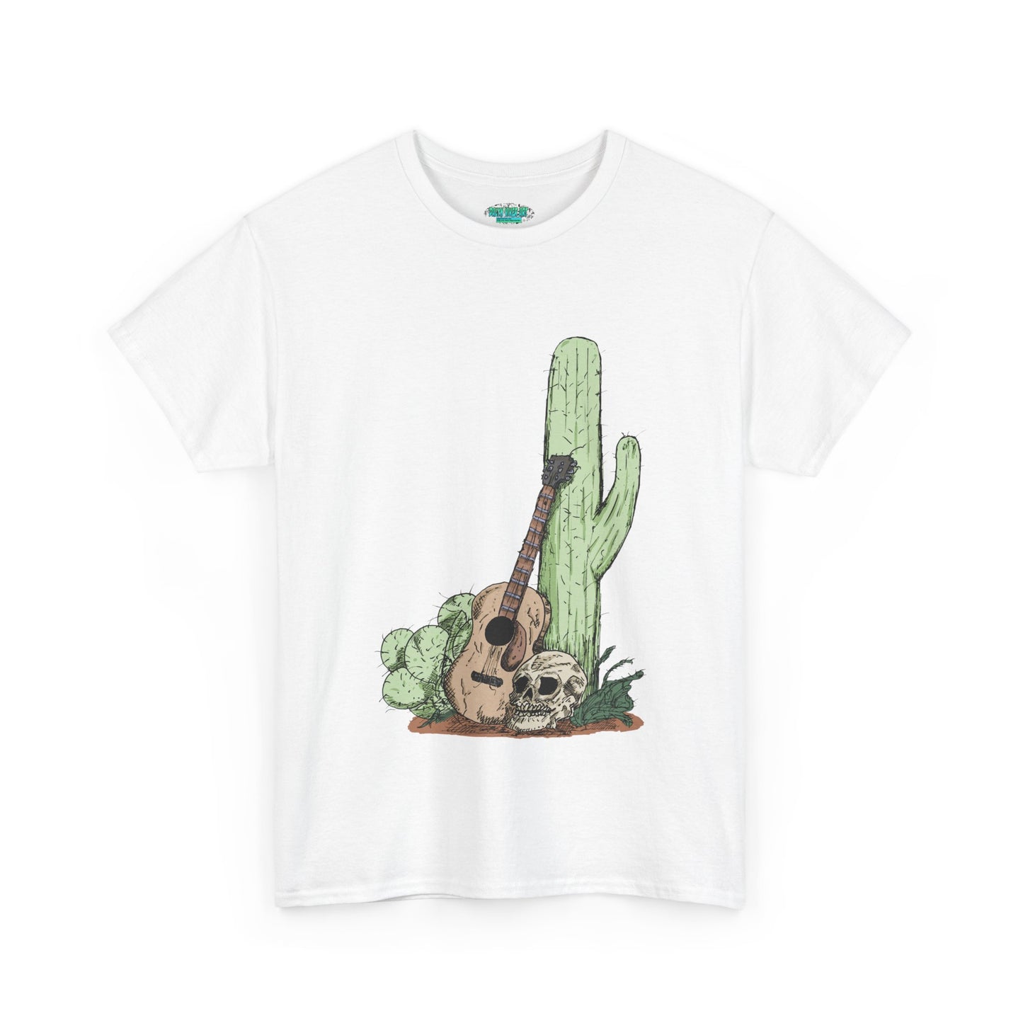 Desert Vibe Graphic Tee - Unisex Heavy Cotton Shirt, Boho Cactus Shirt, Guitar Lover's Gift, Summer Top, Music T-Shirt