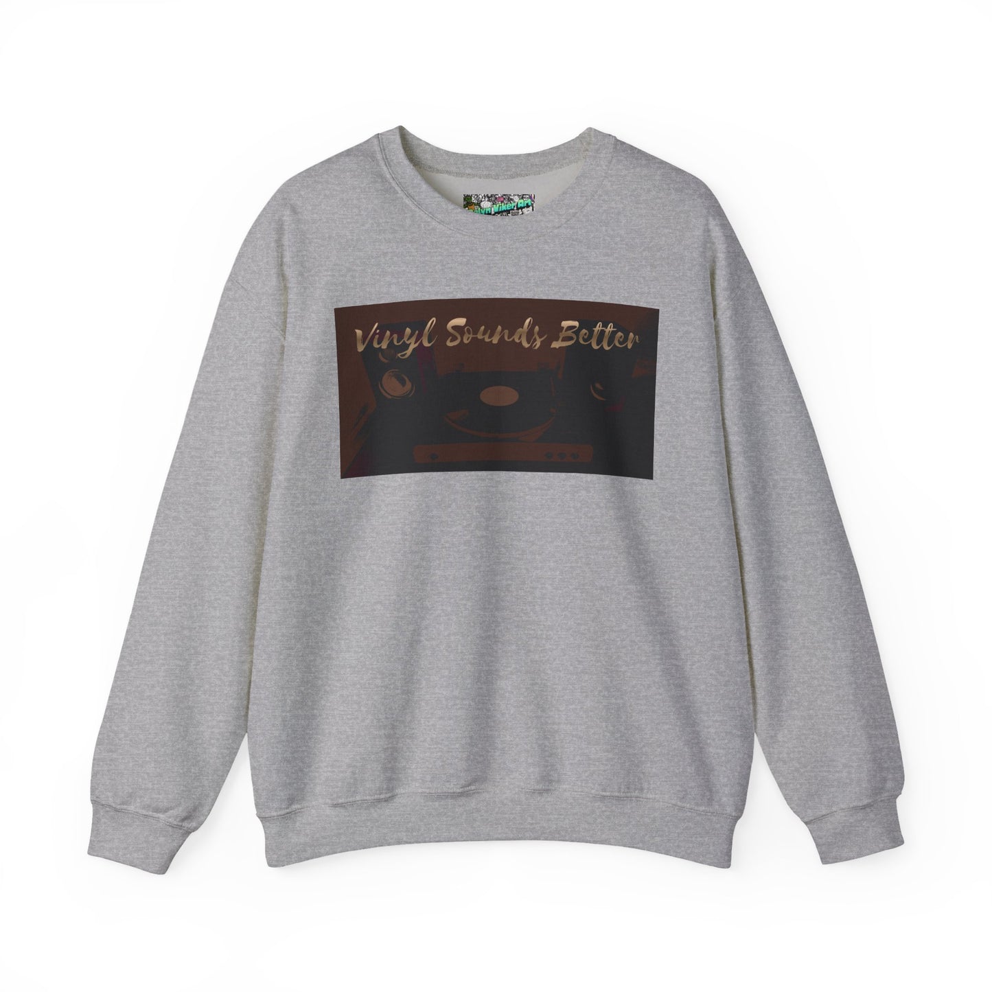 Crewneck Sweatshirt — "Vinyl Sounds Better" Retro Record Graphic