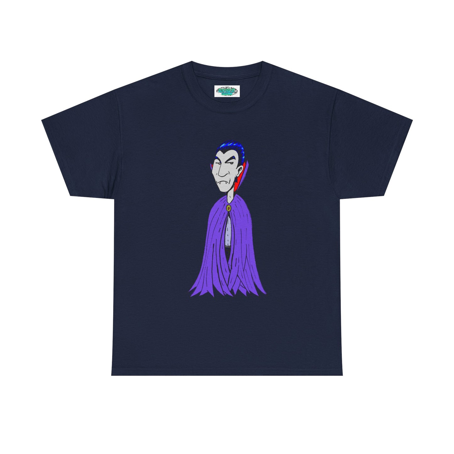 Vampire Cartoon Tee - Cute Purple Cloak Dracula Graphic T-Shirt
