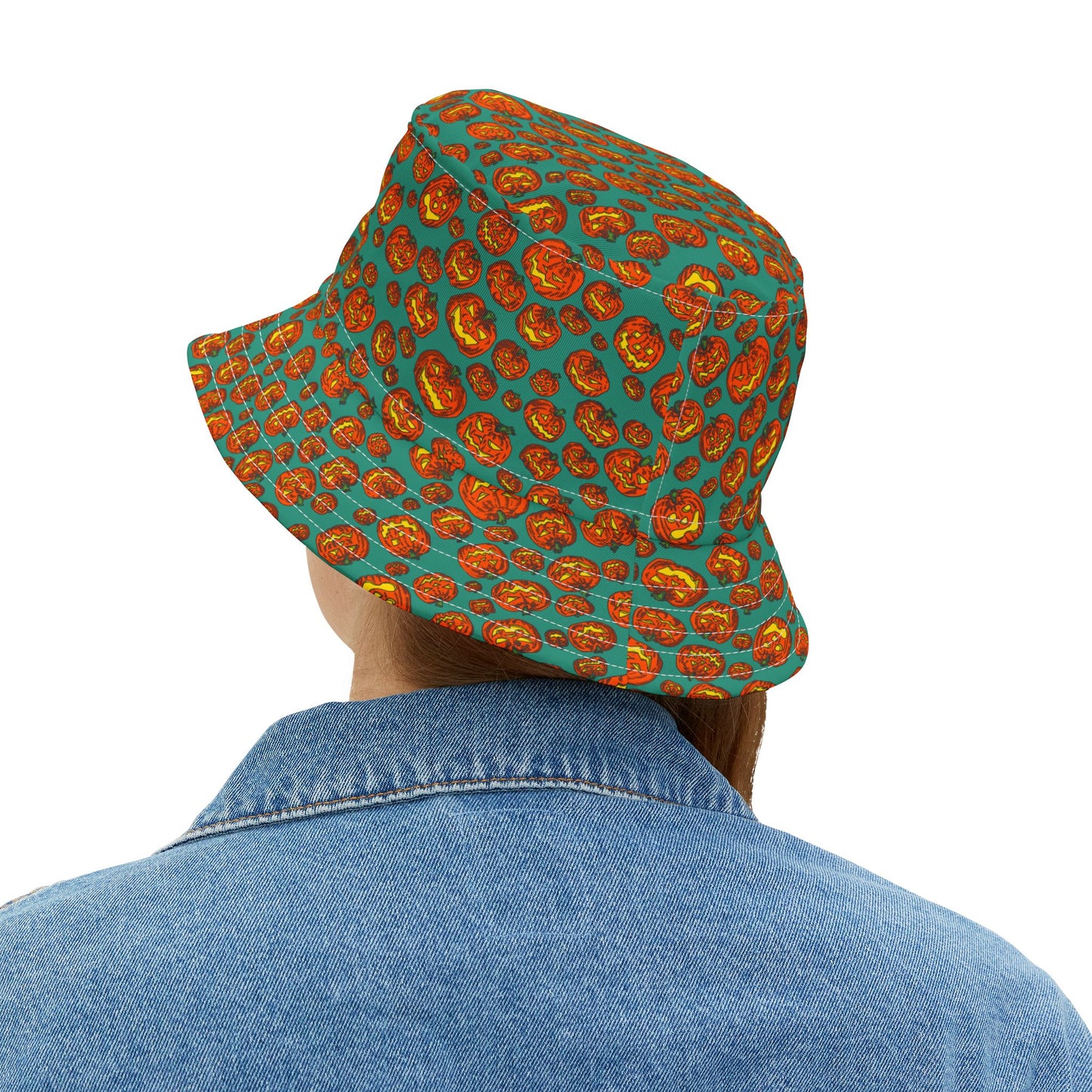 Halloween Pumpkin Bucket Hat, Cute Fall Hat, AOP Bucket Hat, Festival Gear, Trick or Treat Accessory