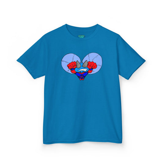 Astro-Fly Kids Superhero T‑Shirt — Cute Blue Hero Design