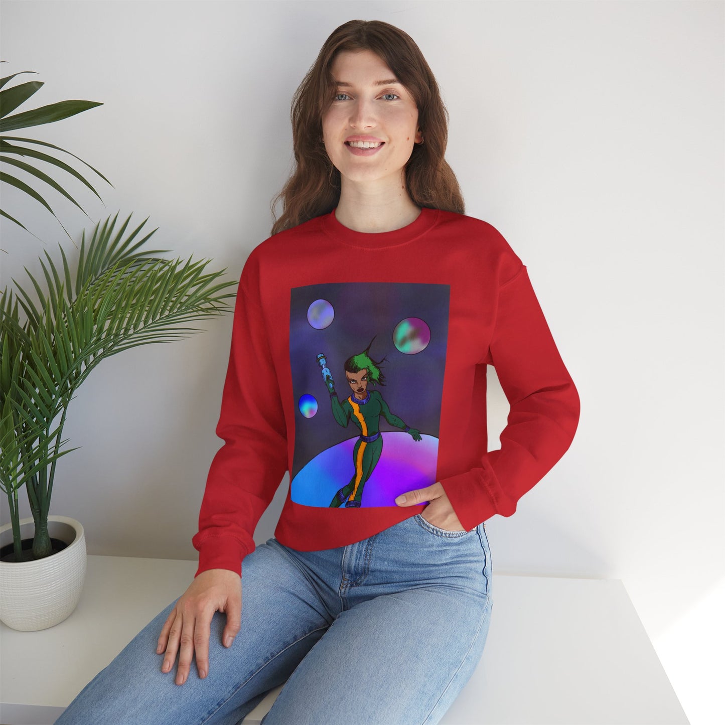 Cosmic Character Crewneck Sweatshirt – Fun, Unisex Design for Casual Style