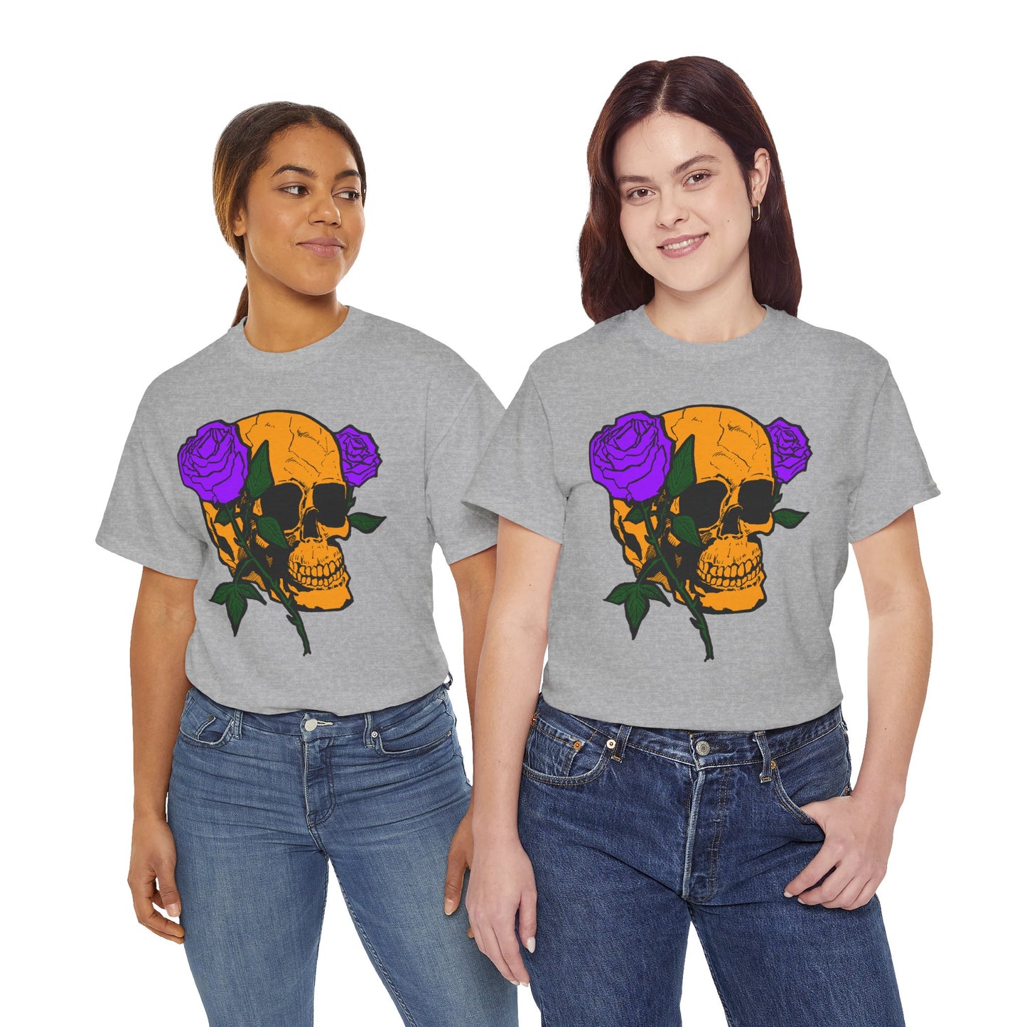 Skull and Roses Unisex Tee, Gothic Aesthetic Shirt, Vintage Graphic T-Shirt, Streetwear Essentials, Edgy Casual Wear