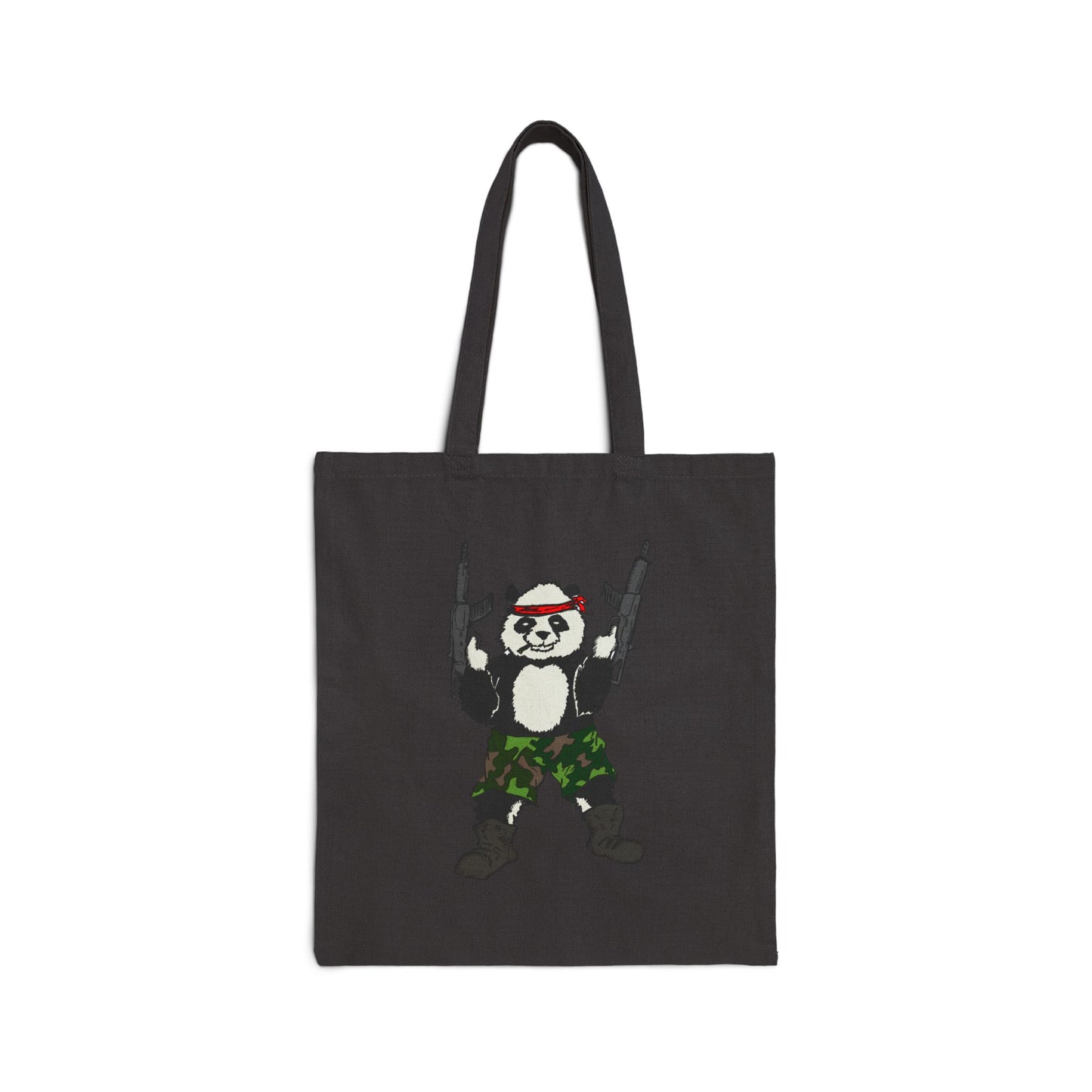 Canvas Tote Bag - Panda Guns Military Mercenary Bad Ass Weapons