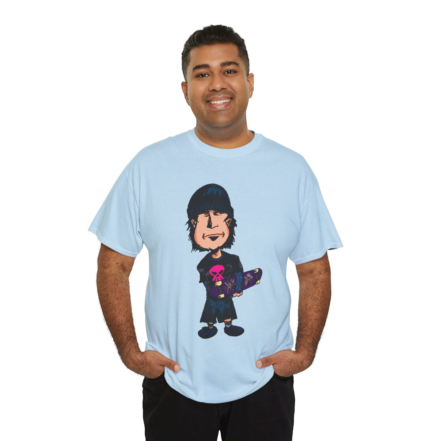 Rude Skater Dude - Skate Punk - Skater Kid Cartoon T‑Shirt — Cute Skateboarder Graphic Tee