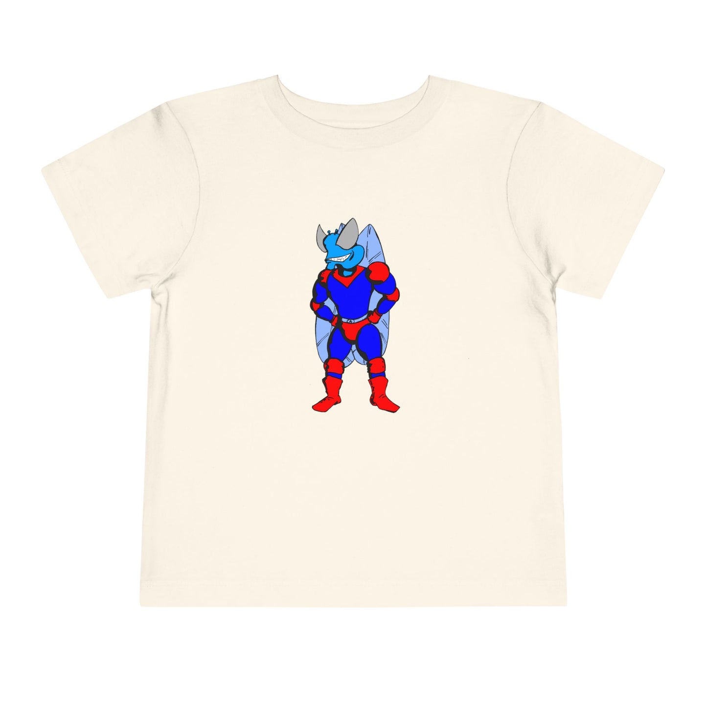 Astro-Fly Toddler Tee — Brave Blue Superhero Bug Graphic