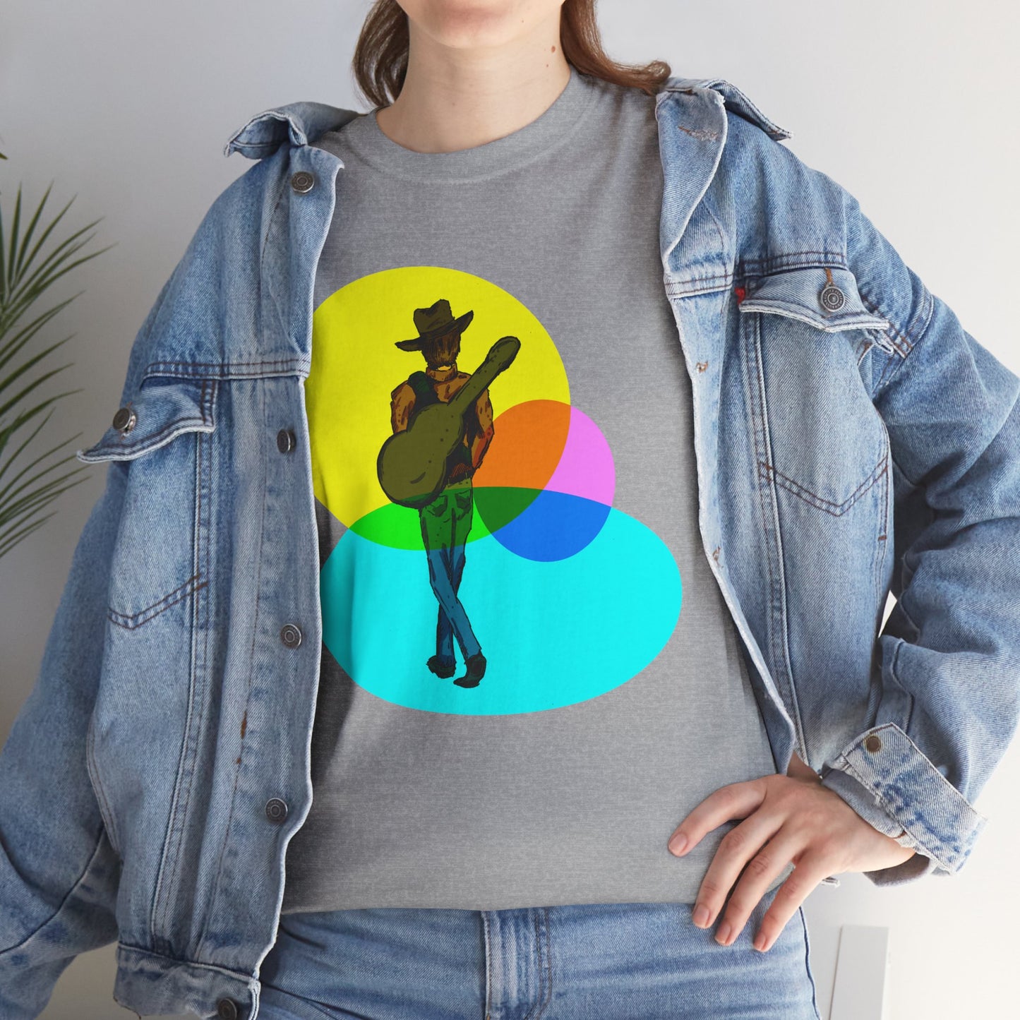 Cowboy Guitar Tee — Colorful Music T‑Shirt