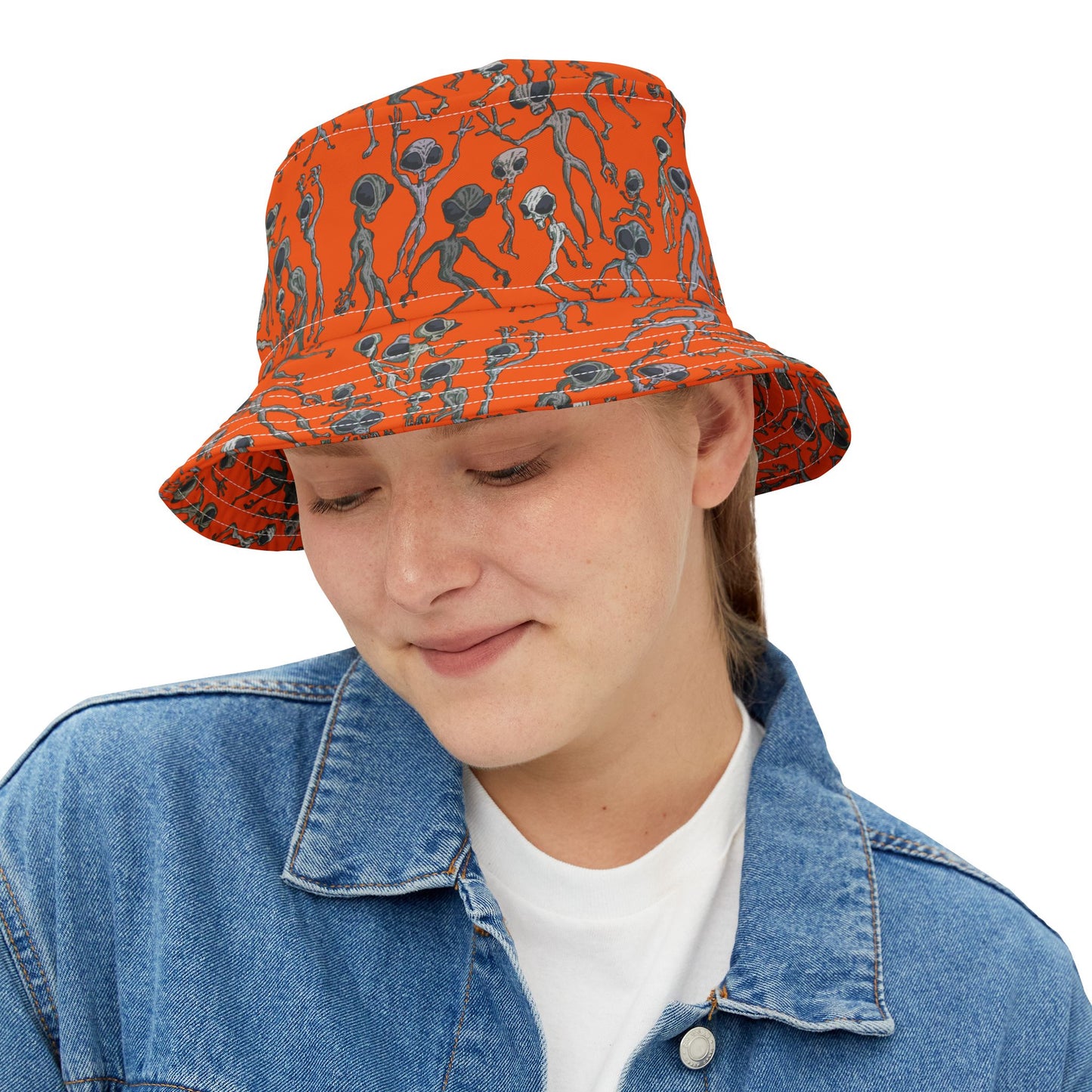 Alien Dance Party Bucket Hat - Unique AOP Design, Perfect for Festivals, Summer, and Casual Outings, Cool Gift for UFO Lovers, Trendy Sun [...]