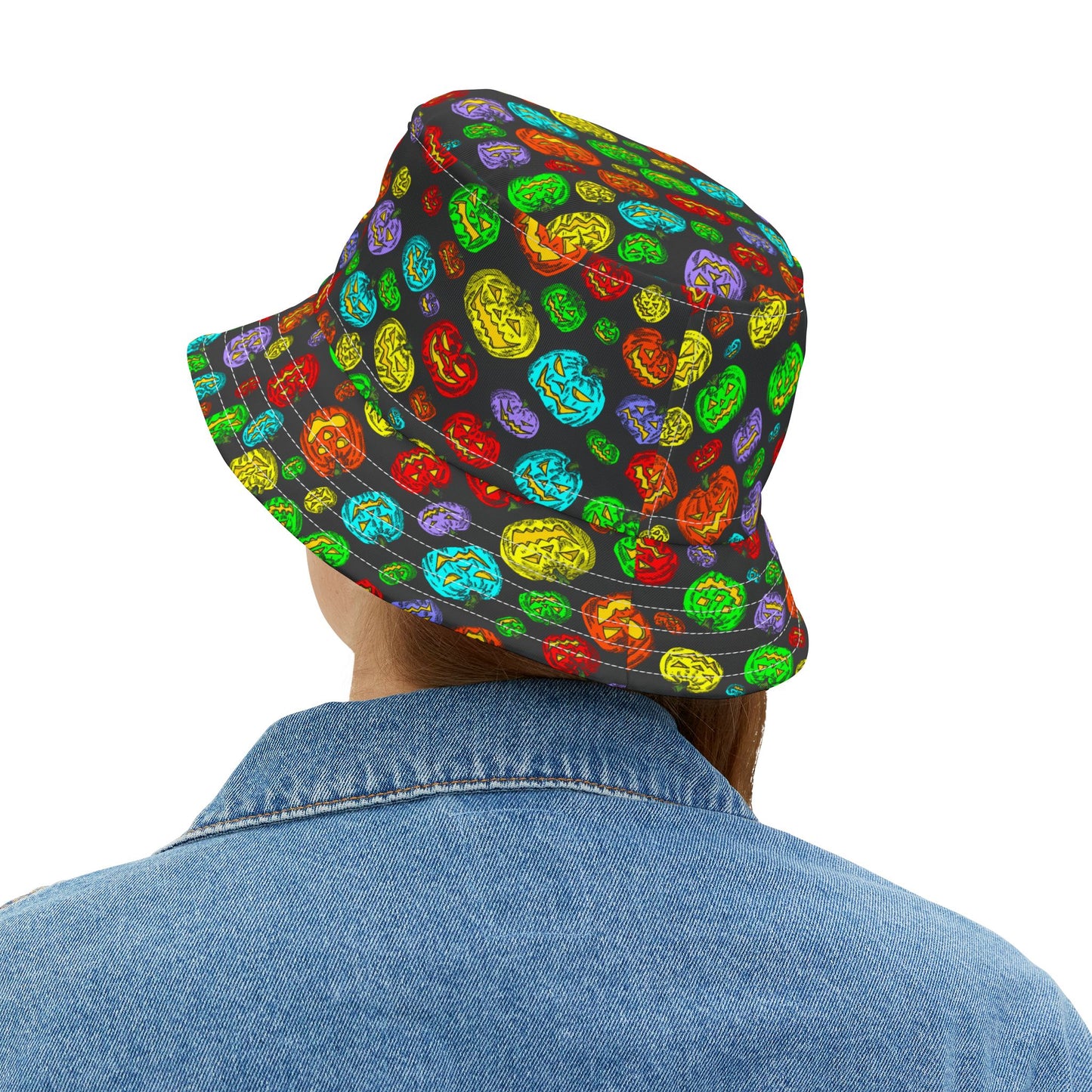 Halloween Pumpkin Bucket Hat, Fun Fall Accessory, Festival Headwear, Outdoor Summer Hat, Halloween Party Gear