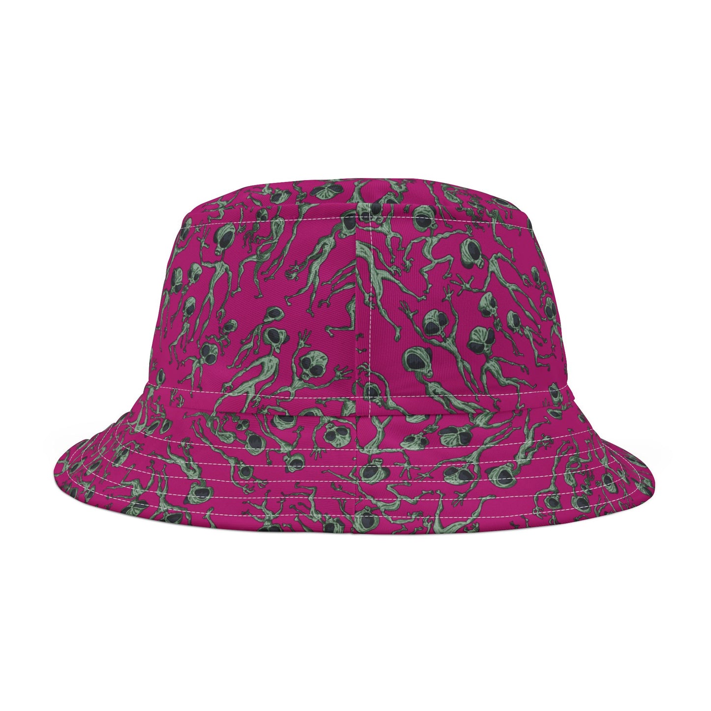 Vibrant Alien Dance Party Print Bucket Hat for Trendy Fashion Lovers, Unique Summer Accessory, Festival Gear, Fun Gift, Vacation Must-Have