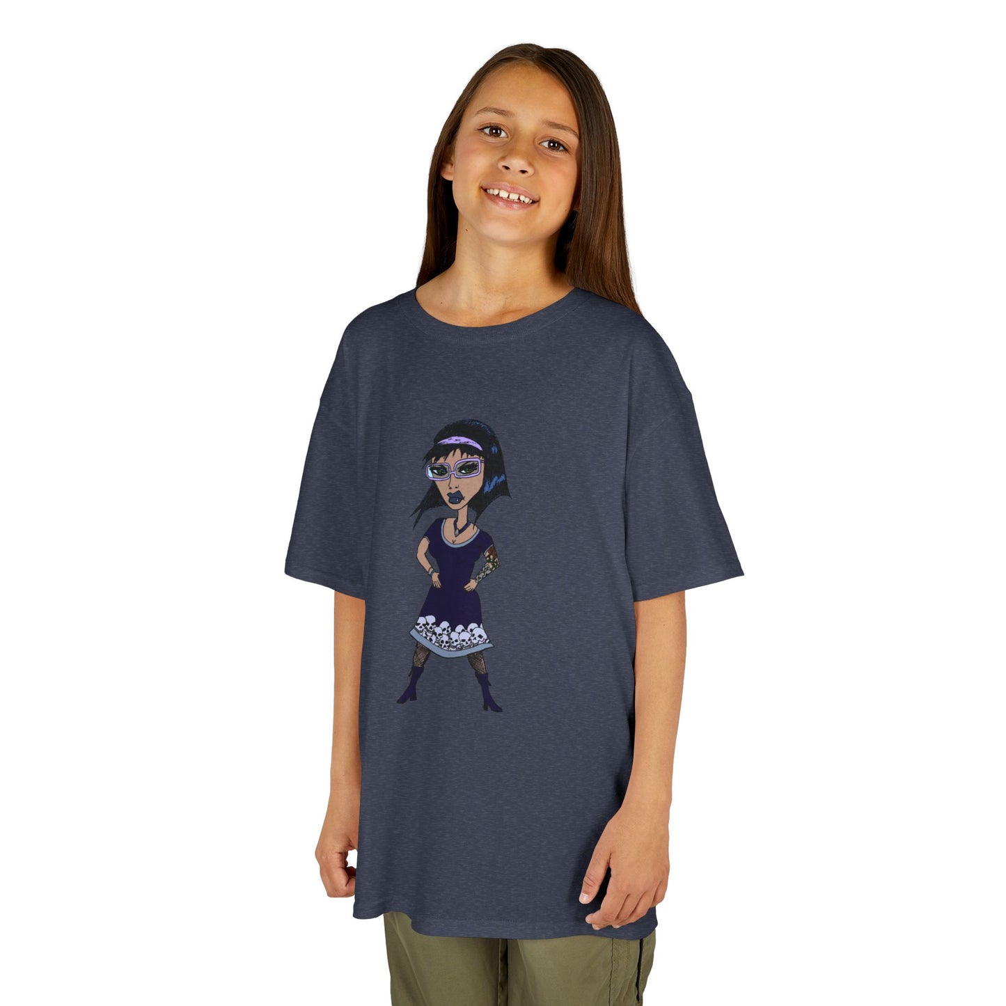 Kids Tee — Vintage Gothic Girl Cartoon Graphic Tee for Children