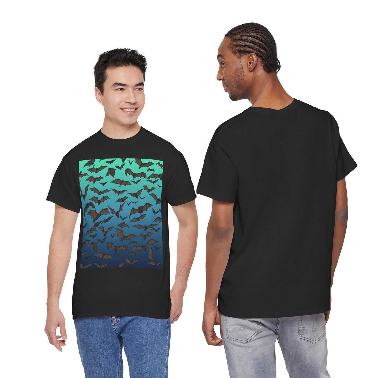 Bat Swarm Graphic Tee — Gradient Night Flight T-Shirt