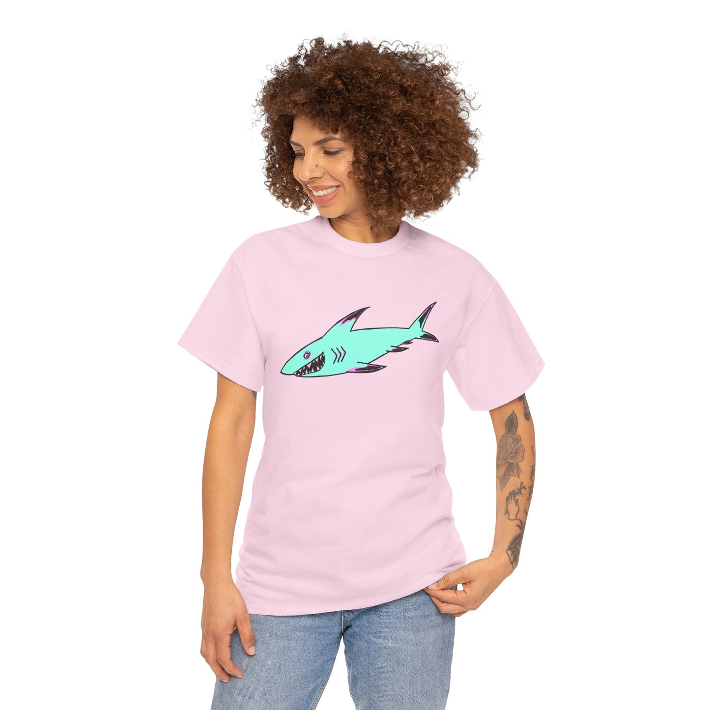 Cool Shark Graphic Unisex Heavy Cotton Tee, Ocean Lover Shirt, Beachwear, Casual Everyday Tee, Gift for Sharks Fans