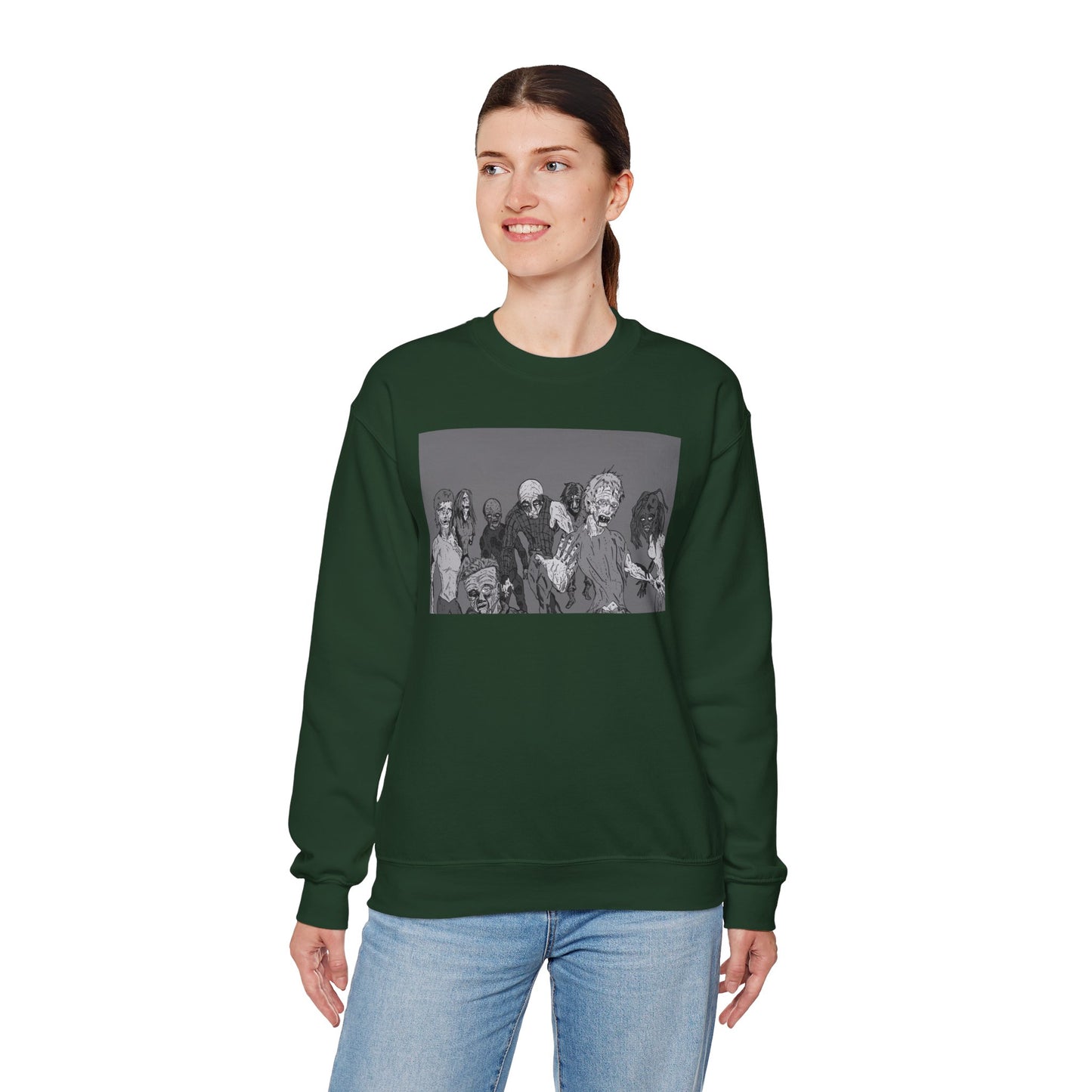 Vintage Zombie Horror Crewneck Sweatshirt - Unisex Heavy Blend™