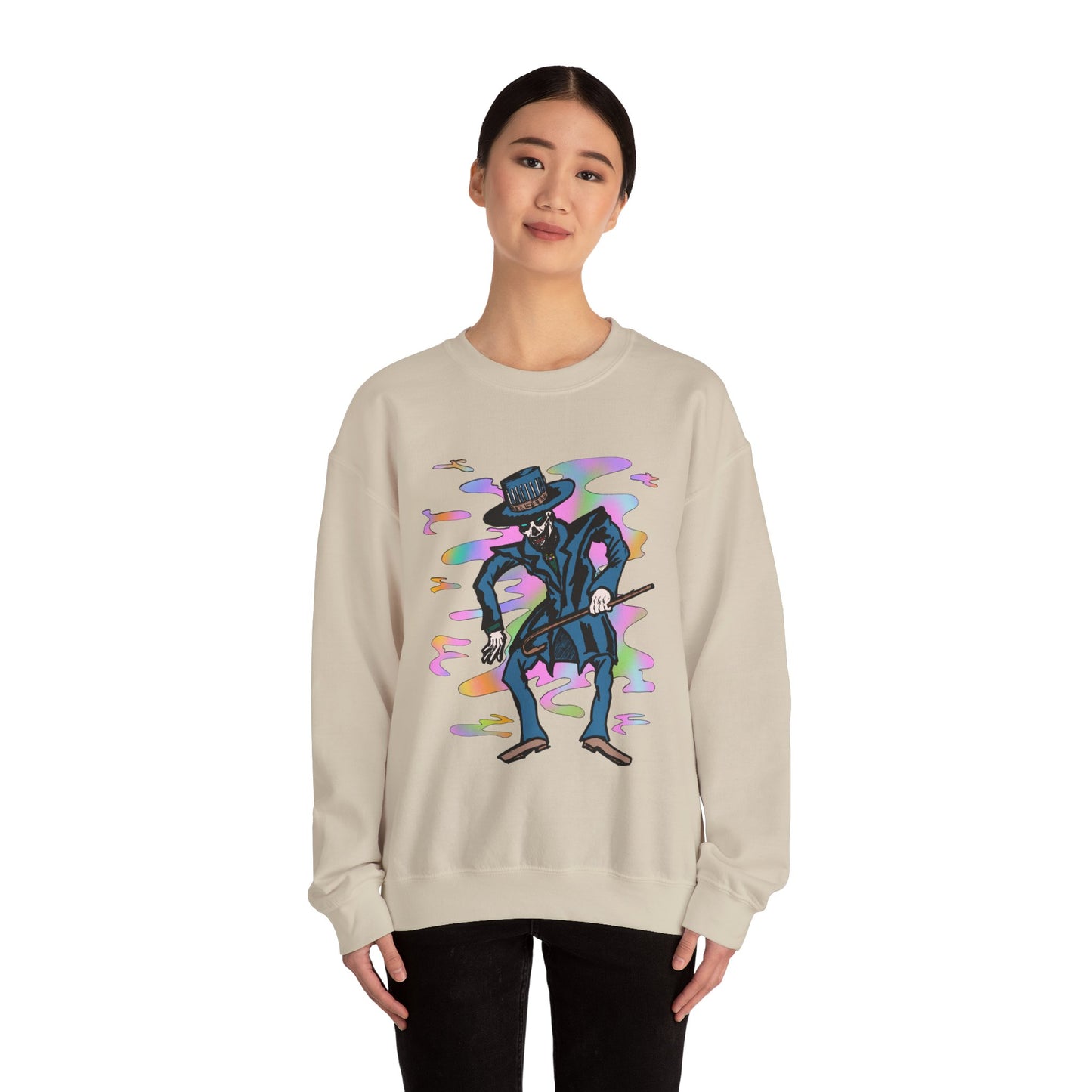 Vibrant Voodoo Graphic Crewneck Sweatshirt - Unisex Halloween Vibe