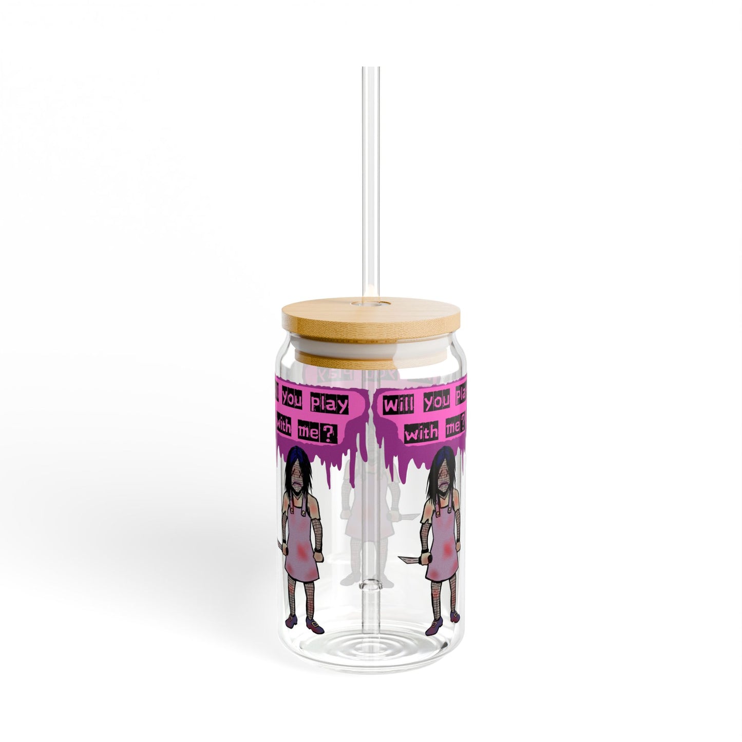 Evil Doll Sipper Glass with Straw | Unique Drinkware, Gifts for Teens, Halloween Decor, Fun Party Cup, Playful Atmosphere