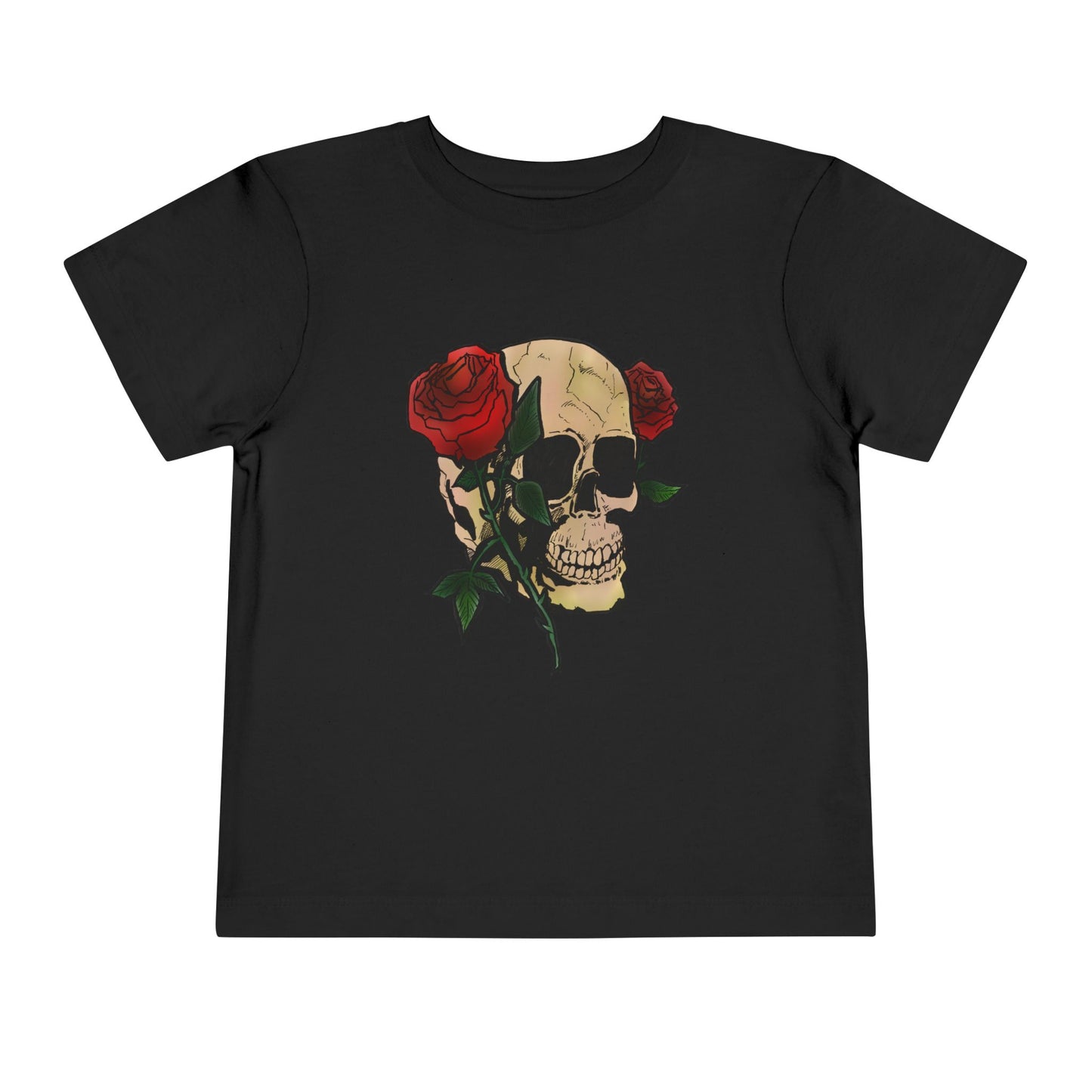 Toddler Tee — Skull with Red Roses Graphic