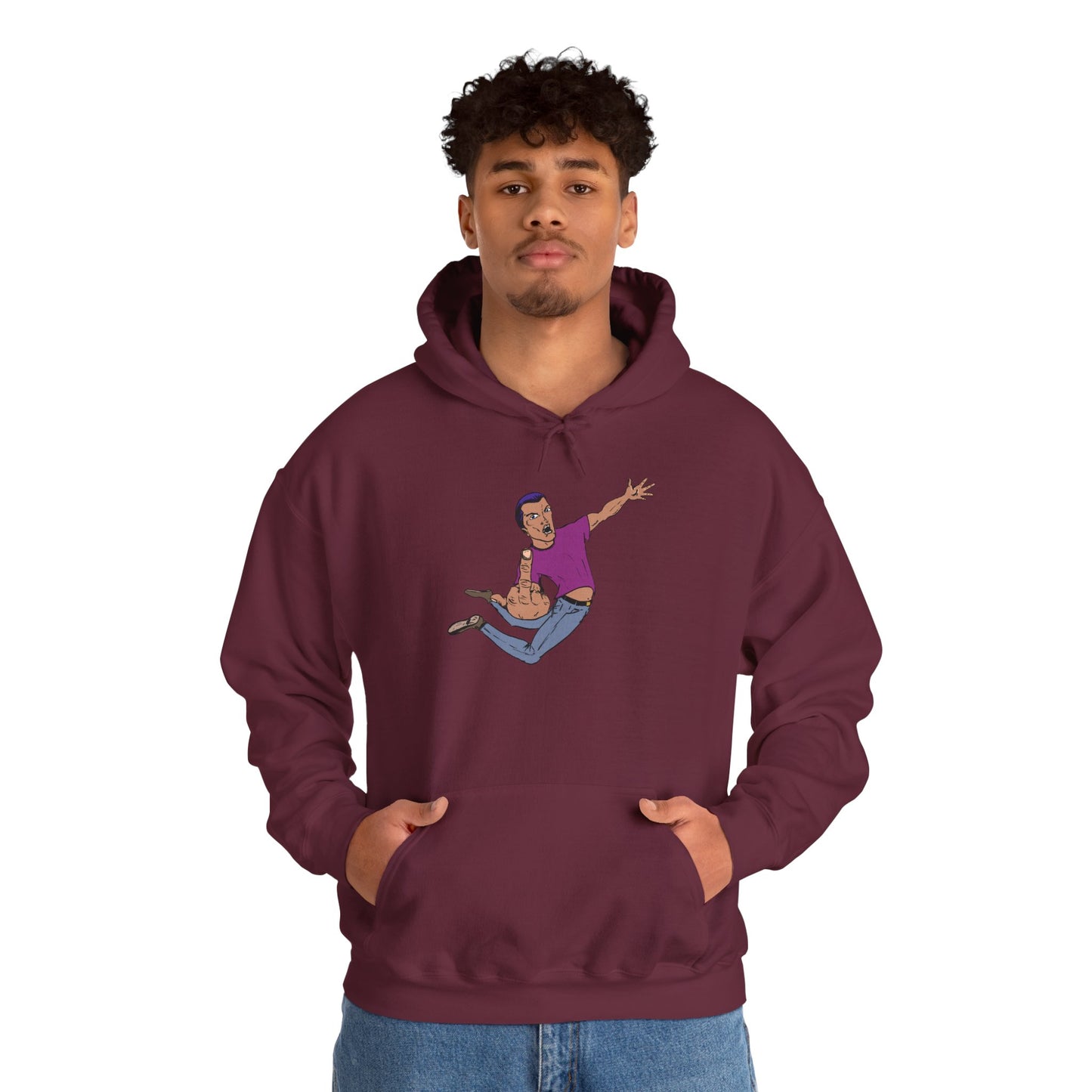 Funny Flying Eff Unisex Hooded Sweatshirt with Cartoon Design, Casual Hoodie, Gift for Friends, Birthday Gift, Loungewear