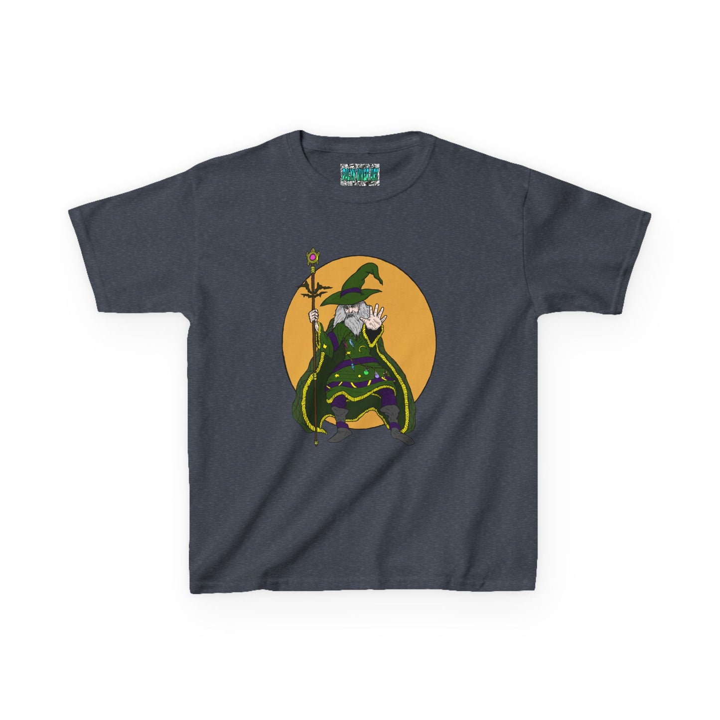 Wizard Holding a Magical Staff Kids Heavy Cotton™ Tee