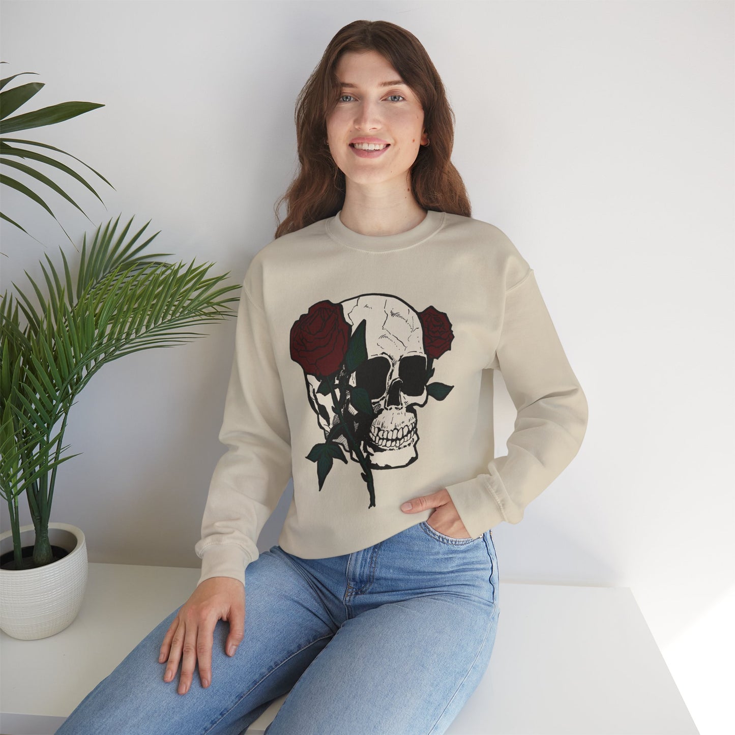 Skull & Rose Crewneck Sweatshirt - Unisex Heavy Blend™