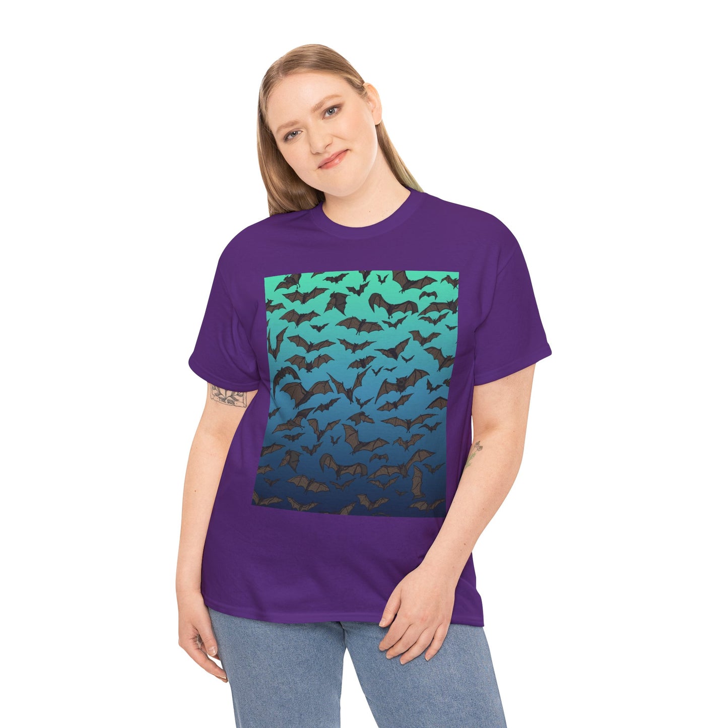 Bat Swarm Graphic Tee — Gradient Night Flight T-Shirt