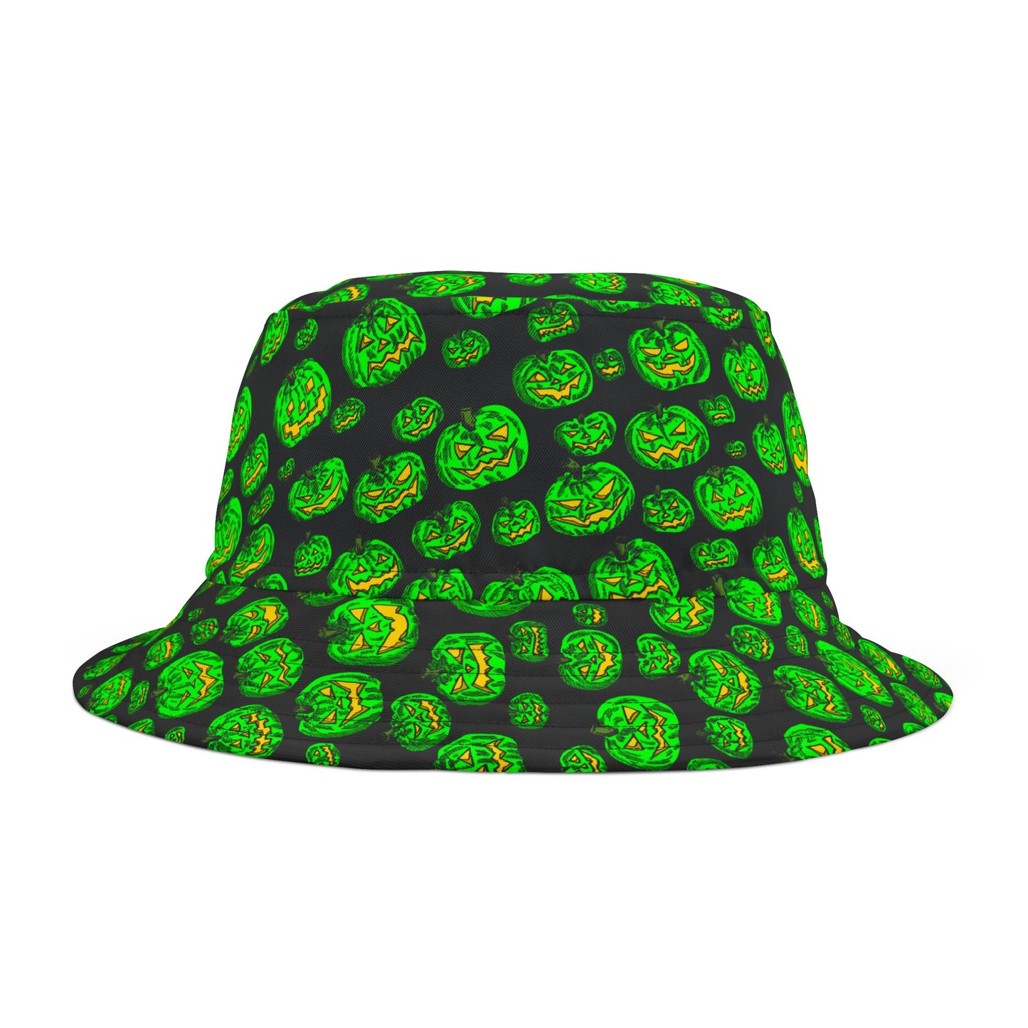 Monster Green Jack O Lantern Halloween Bucket Hat, Spooky Fall Accessory, Festival Hat, Trick or Treat Gear, Unisex Hat