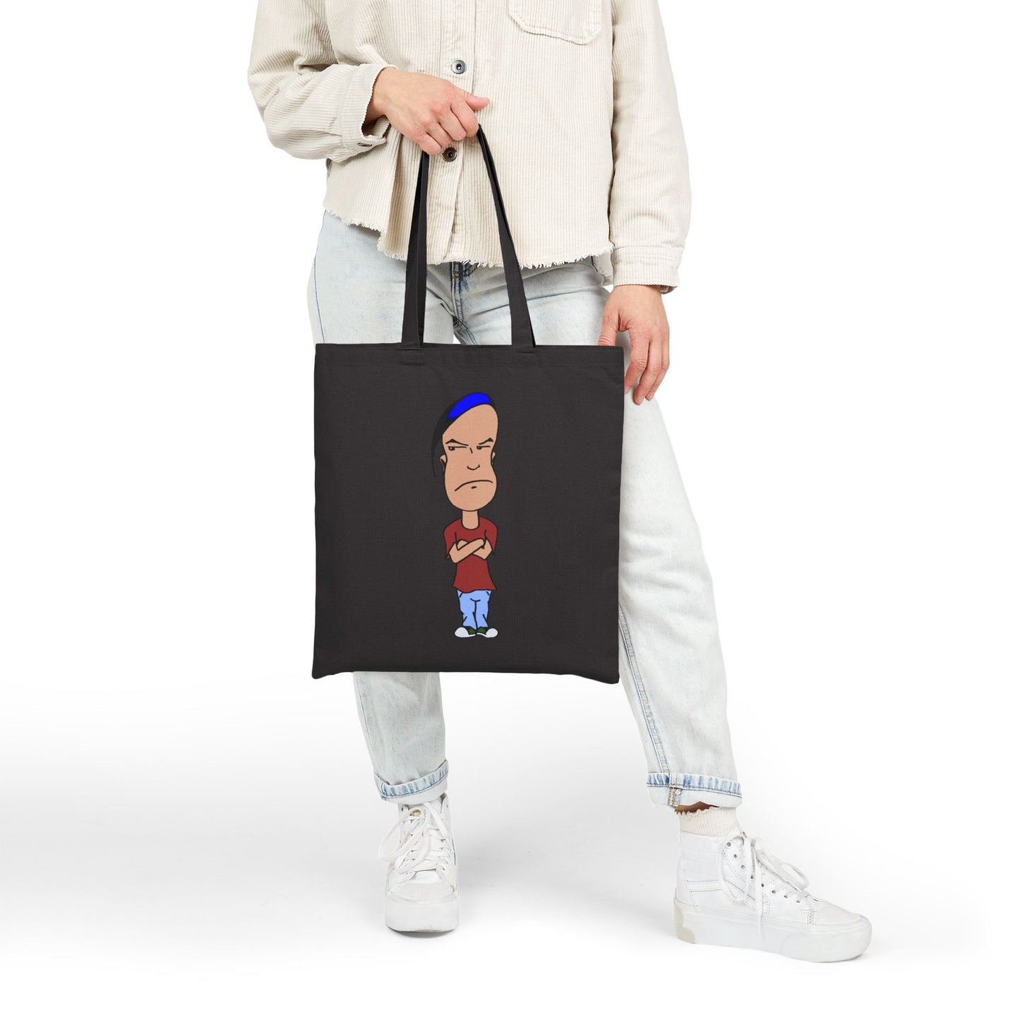 Smug - Canvas Tote Bag — Cartoon Grumpy Teen Character Illustration