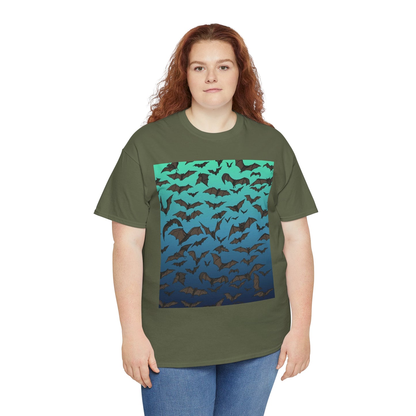 Bat Swarm Graphic Tee — Gradient Night Flight T-Shirt
