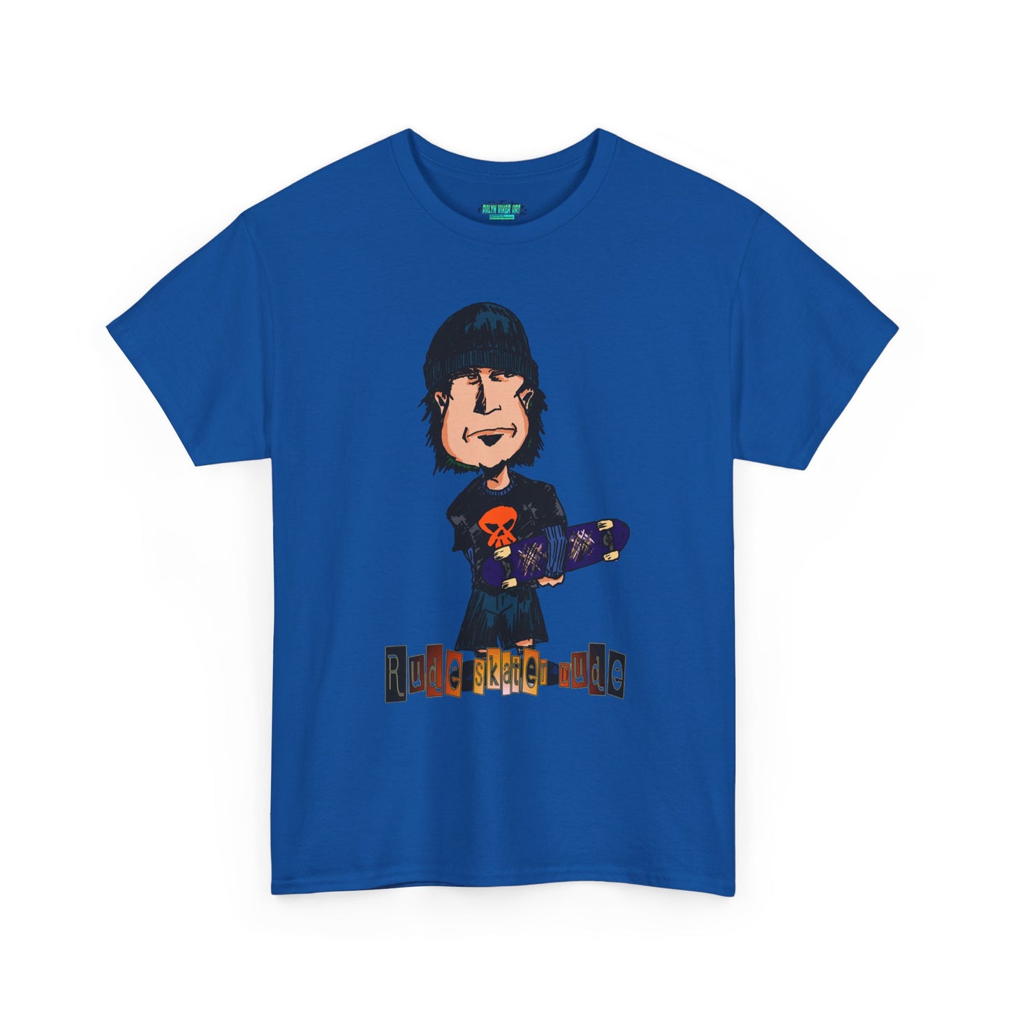 Rude Skater Dude Cartoon Skate Punk T-Shirt — Skateboarding Tee with Skull Design