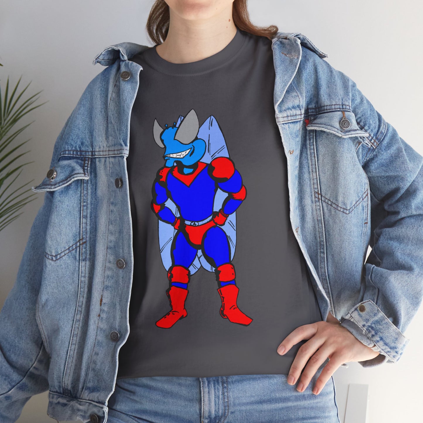 Astro-Fly Hero Graphic Tee - Blue & Red Superhero T-Shirt