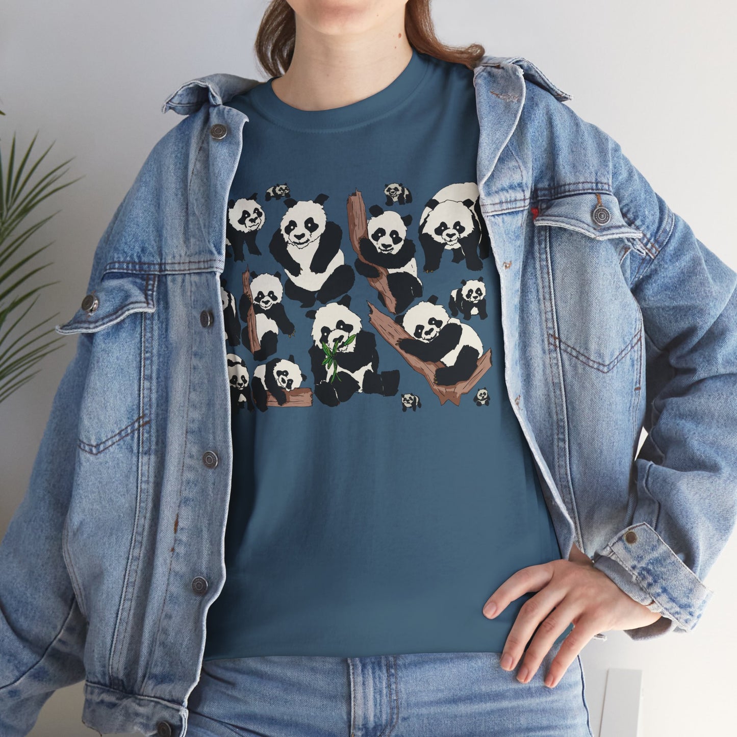 Cute Panda Design Unisex Heavy Cotton Tee | Animal Lover Gift, Casual Wear, Eco-Friendly Apparel, Nature Enthusiast Clothing