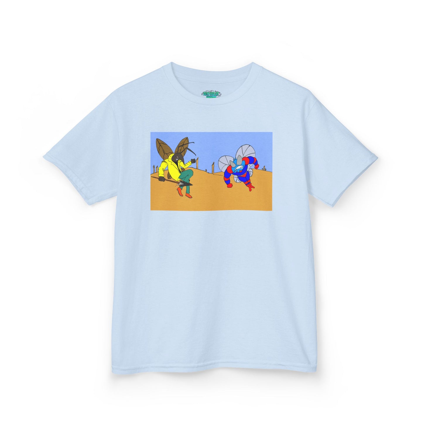 Astro-Fly and Wasp Warrior Kids Tee — Colorful Desert Beetle Cartoon Illustration