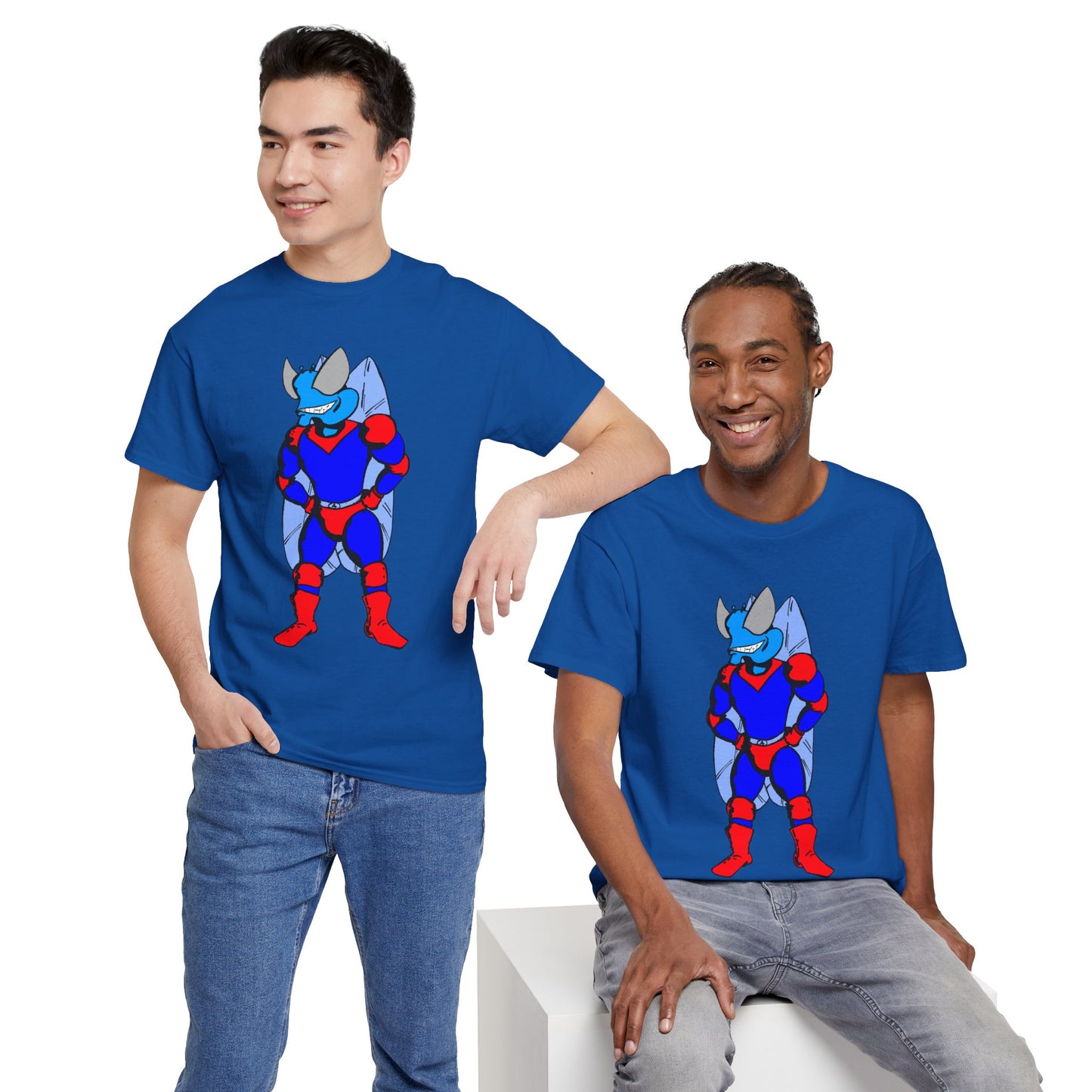 Astro-Fly Hero Graphic Tee - Blue & Red Superhero T-Shirt