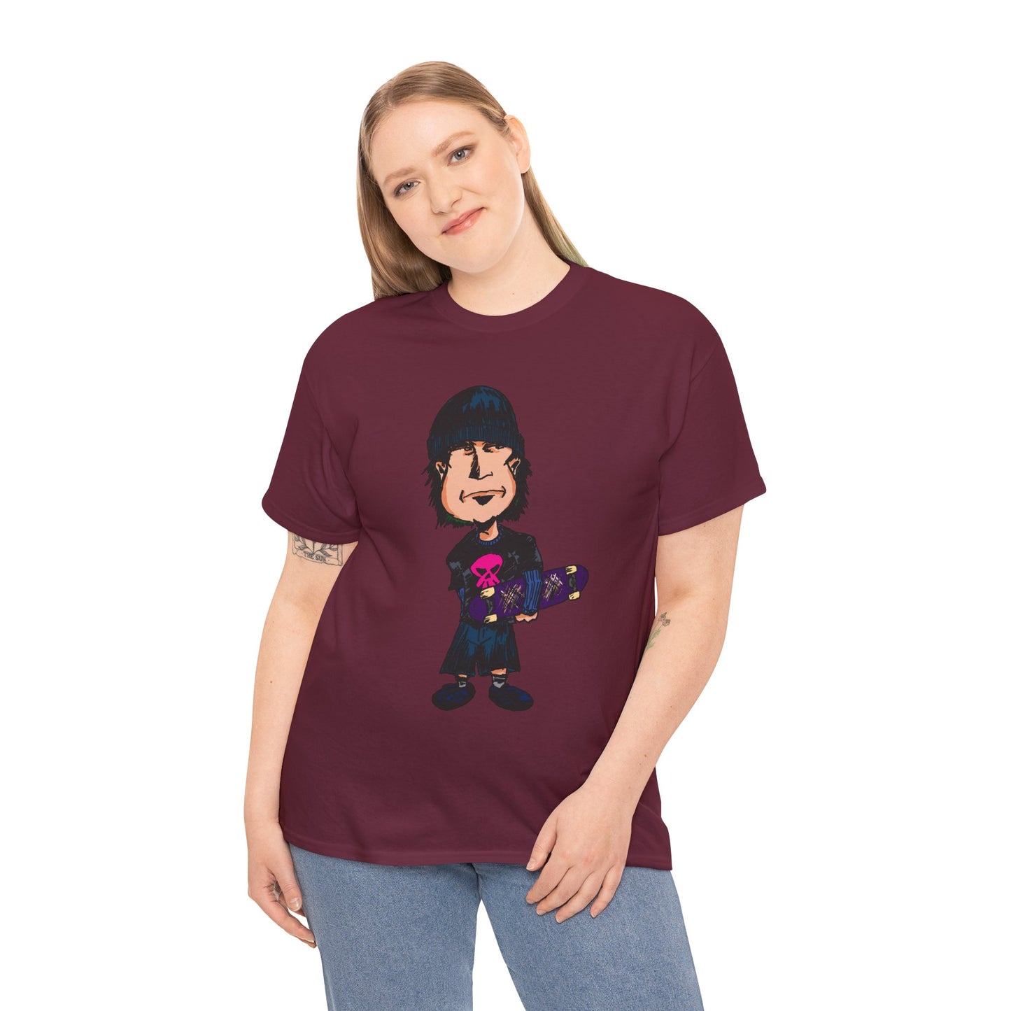 Rude Skater Dude - Skate Punk - Skater Kid Cartoon T‑Shirt — Cute Skateboarder Graphic Tee