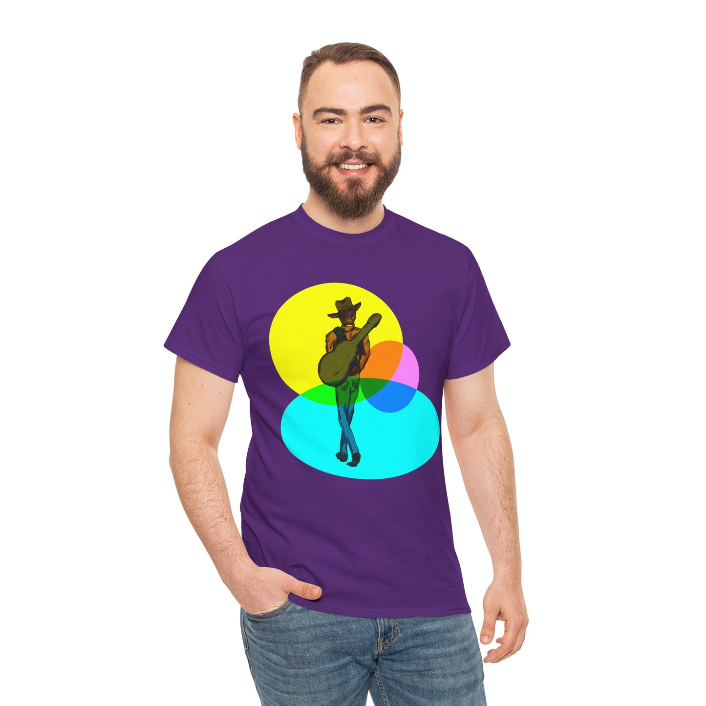Cowboy Guitar Tee — Colorful Music T‑Shirt