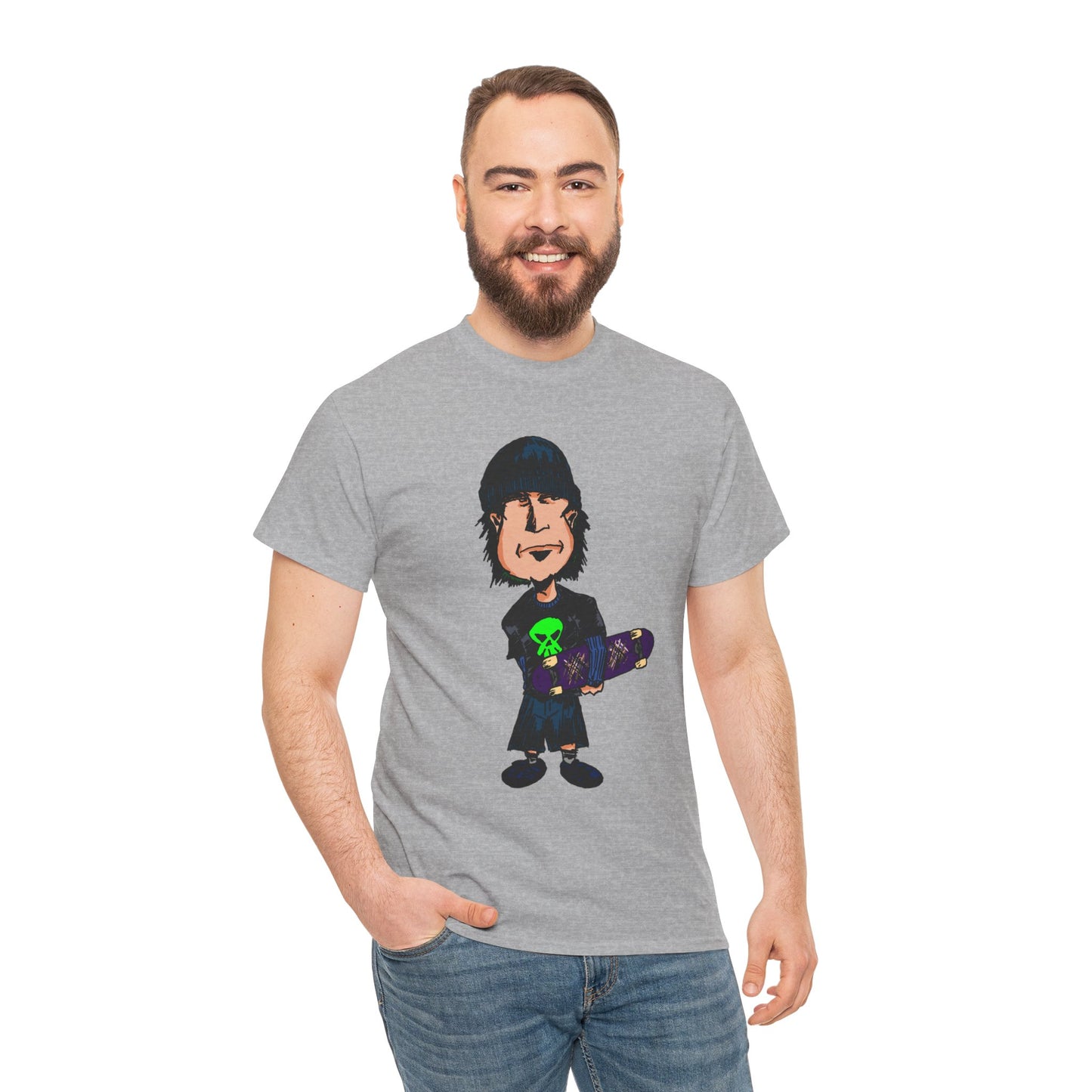 Rude Skater Dude - Skate Punk Cartoon Tee – Boy with Skateboard Graphic Shirt