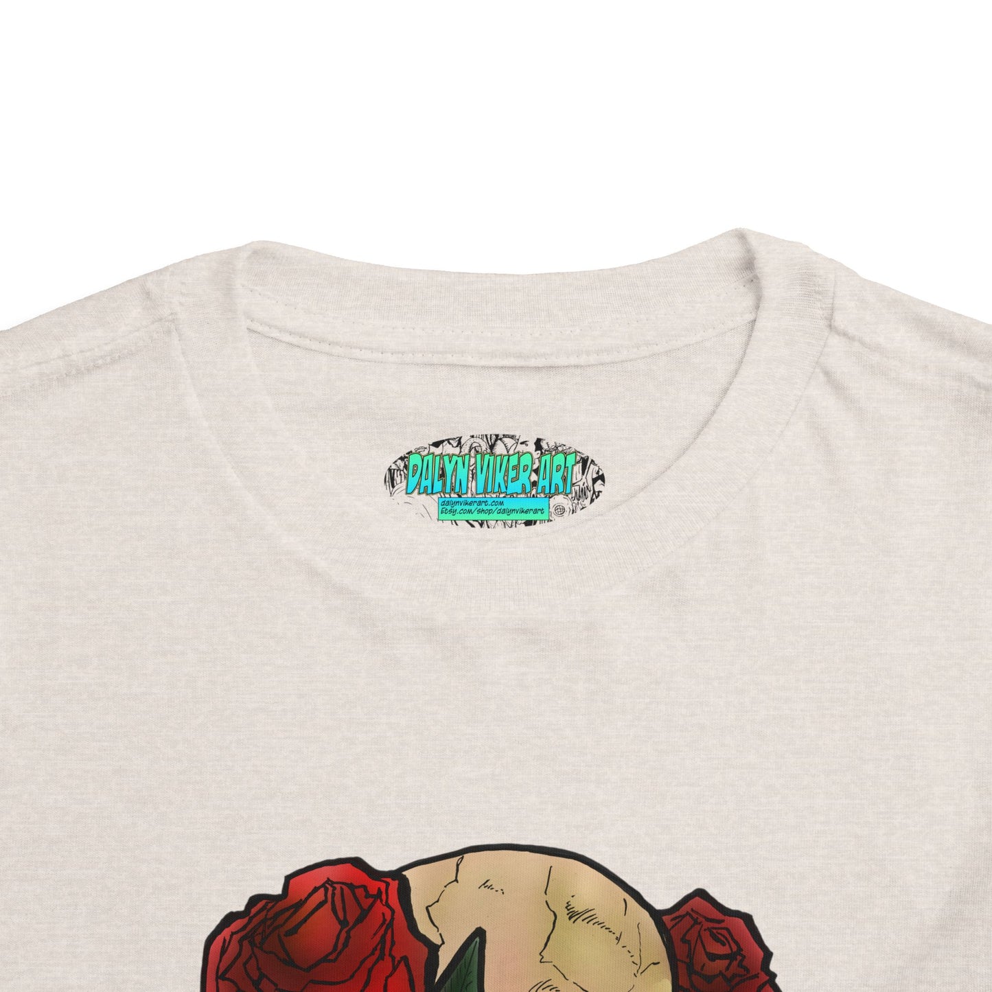 Toddler Tee — Skull with Red Roses Graphic