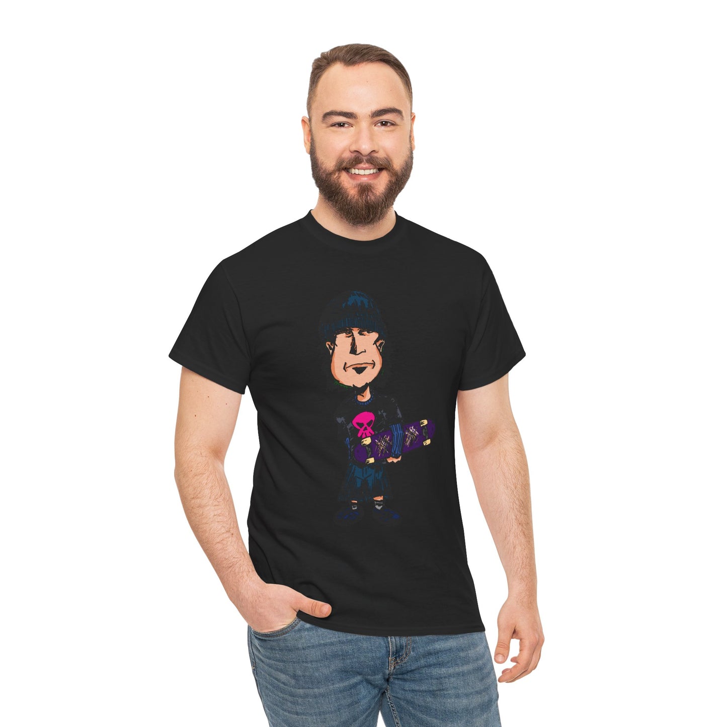 Rude Skater Dude - Skate Punk - Skater Kid Cartoon T‑Shirt — Cute Skateboarder Graphic Tee