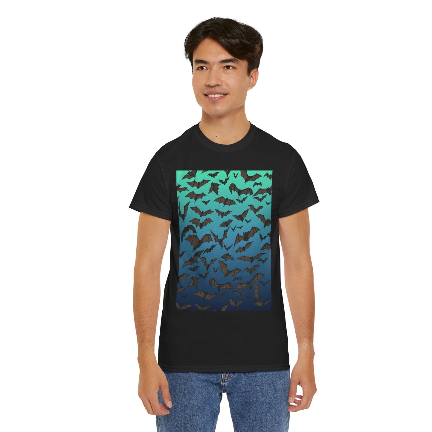 Bat Swarm Graphic Tee — Gradient Night Flight T-Shirt