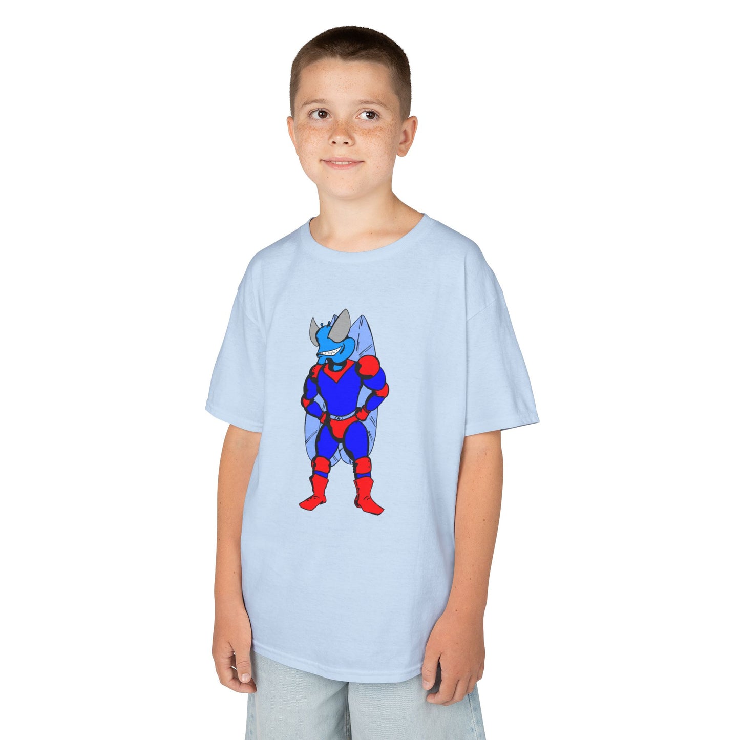 Astro-Fly Kids Superhero T-Shirt — Cute Red & Blue Winged Hero Tee for Boys & Girls