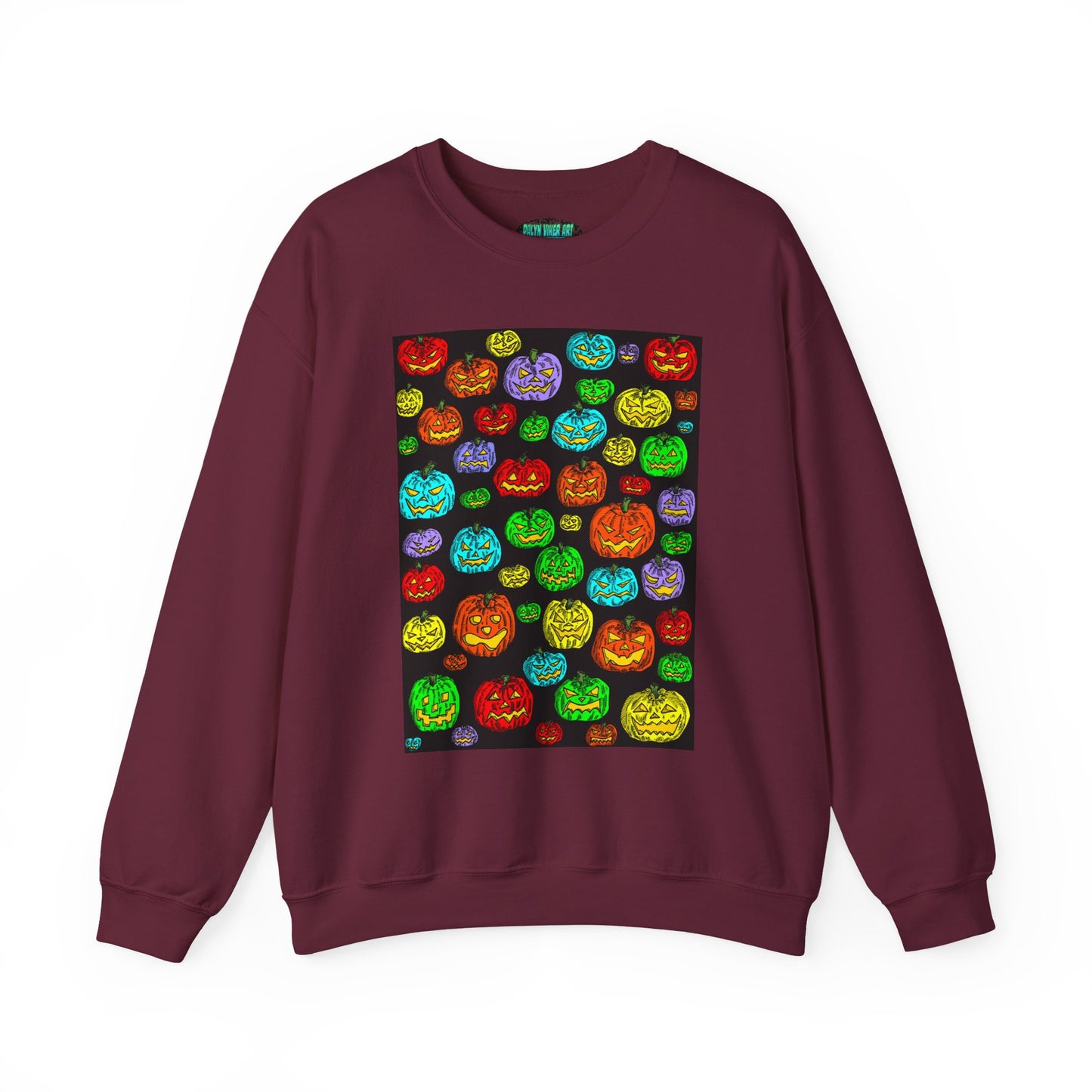 Halloween Colorful Pumpkin Graphic Crewneck Sweatshirt