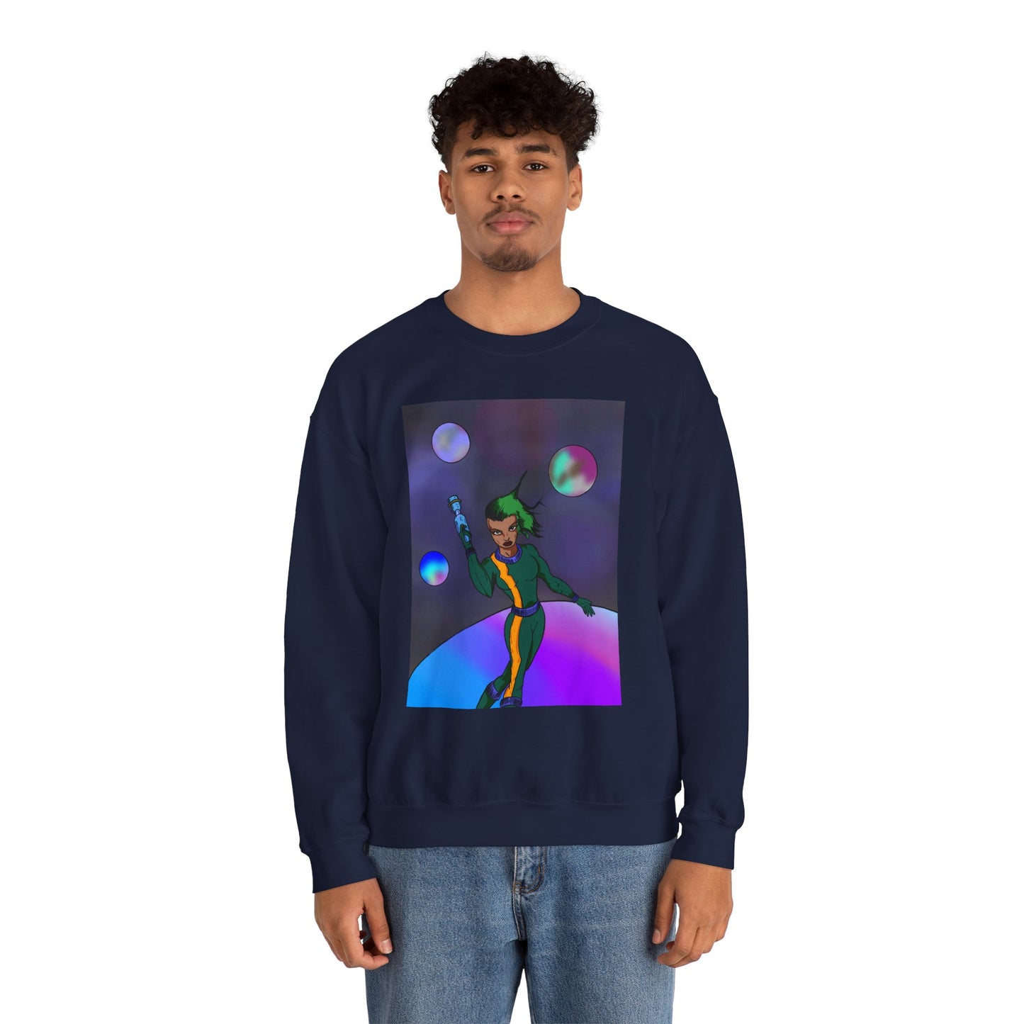 Cosmic Character Crewneck Sweatshirt – Fun, Unisex Design for Casual Style