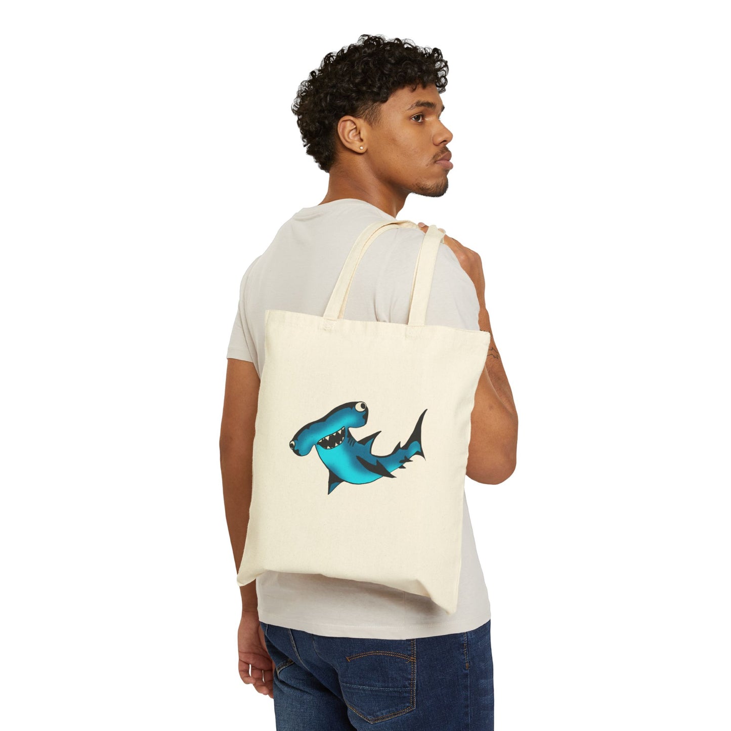 Harley Hammerhead Shark Canvas Tote Bag – Cute Ocean Animal Beach Market Bag