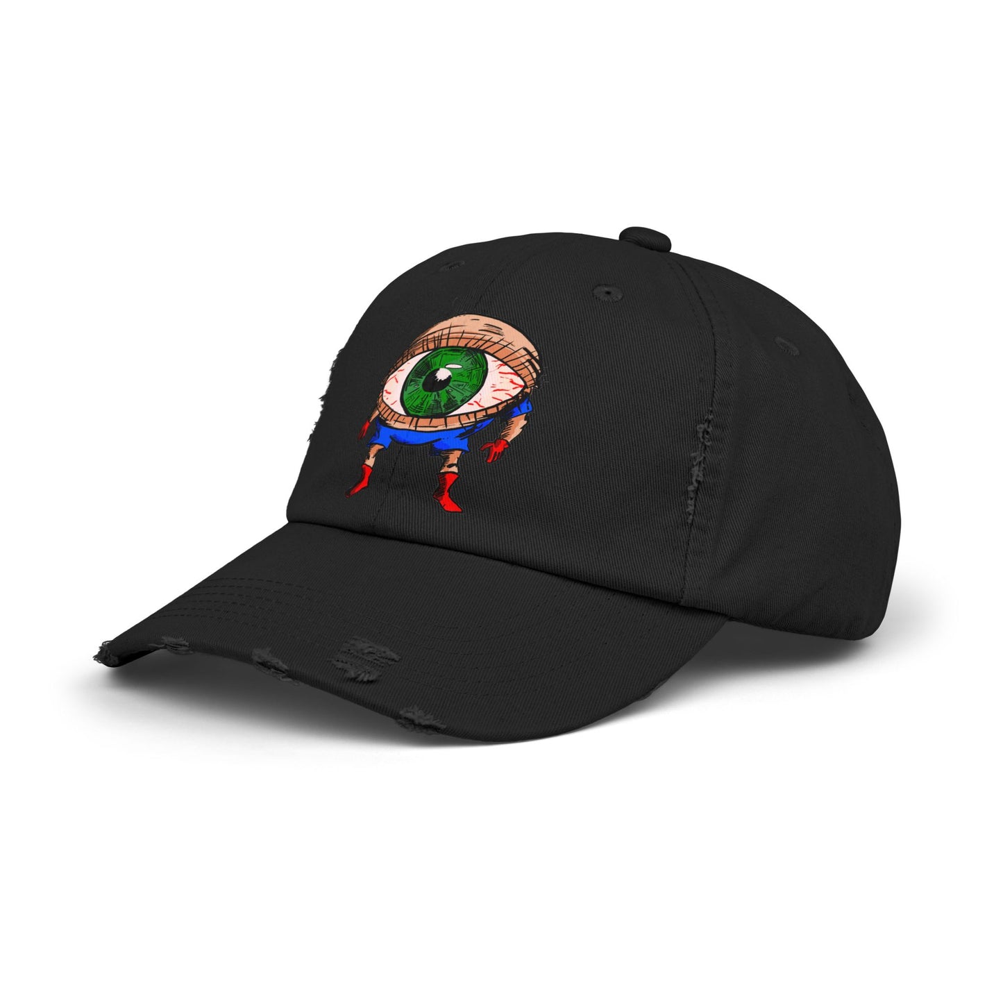 Terrif-EYE-ing Unisex Distressed Cap with Quirky Eyeball Design - Perfect for Casual Style