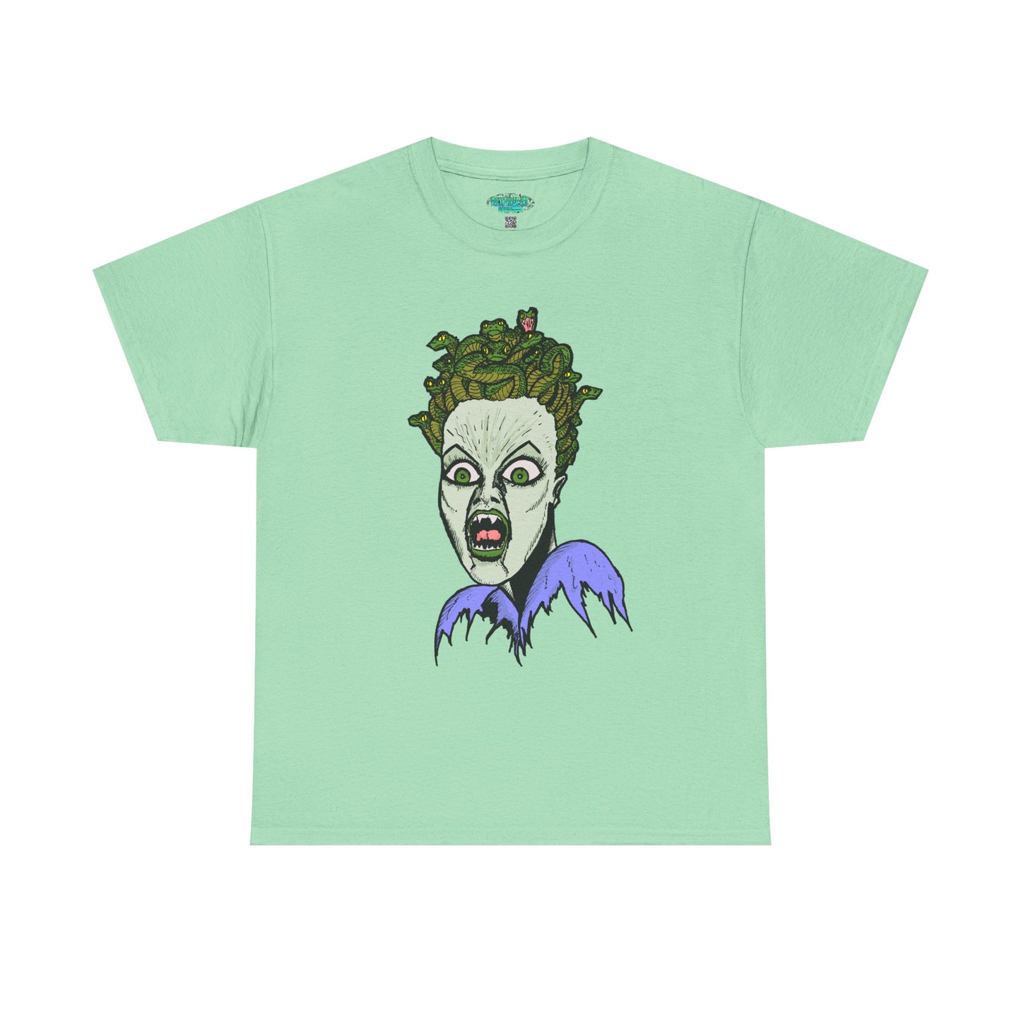 Spooky Medusa Unisex Heavy Cotton Tee - Perfect for Halloween, Horror Fans, Casual Wear, Party Outfits, Graphic Tees